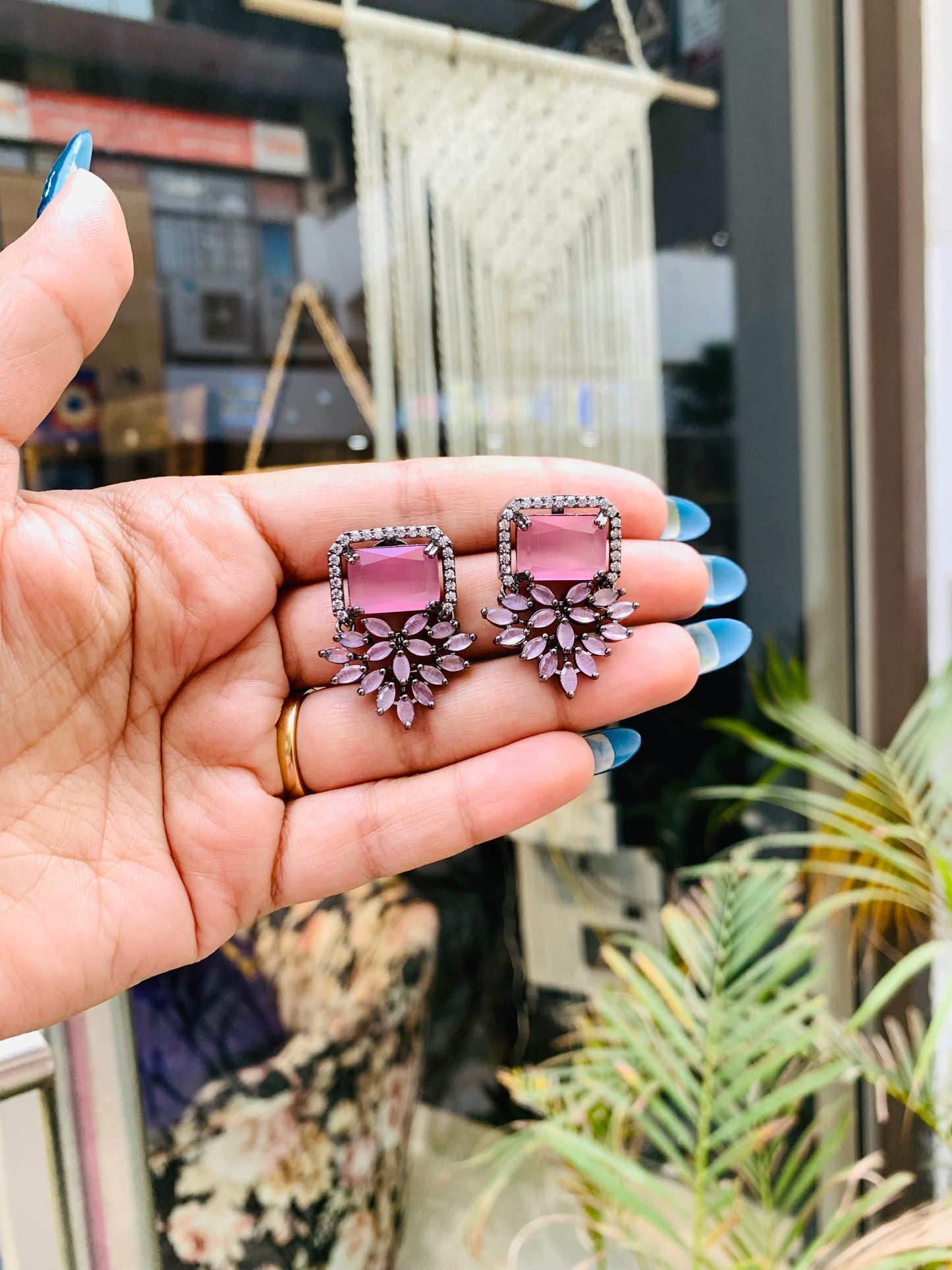 Triangle Drop Stud Earrings