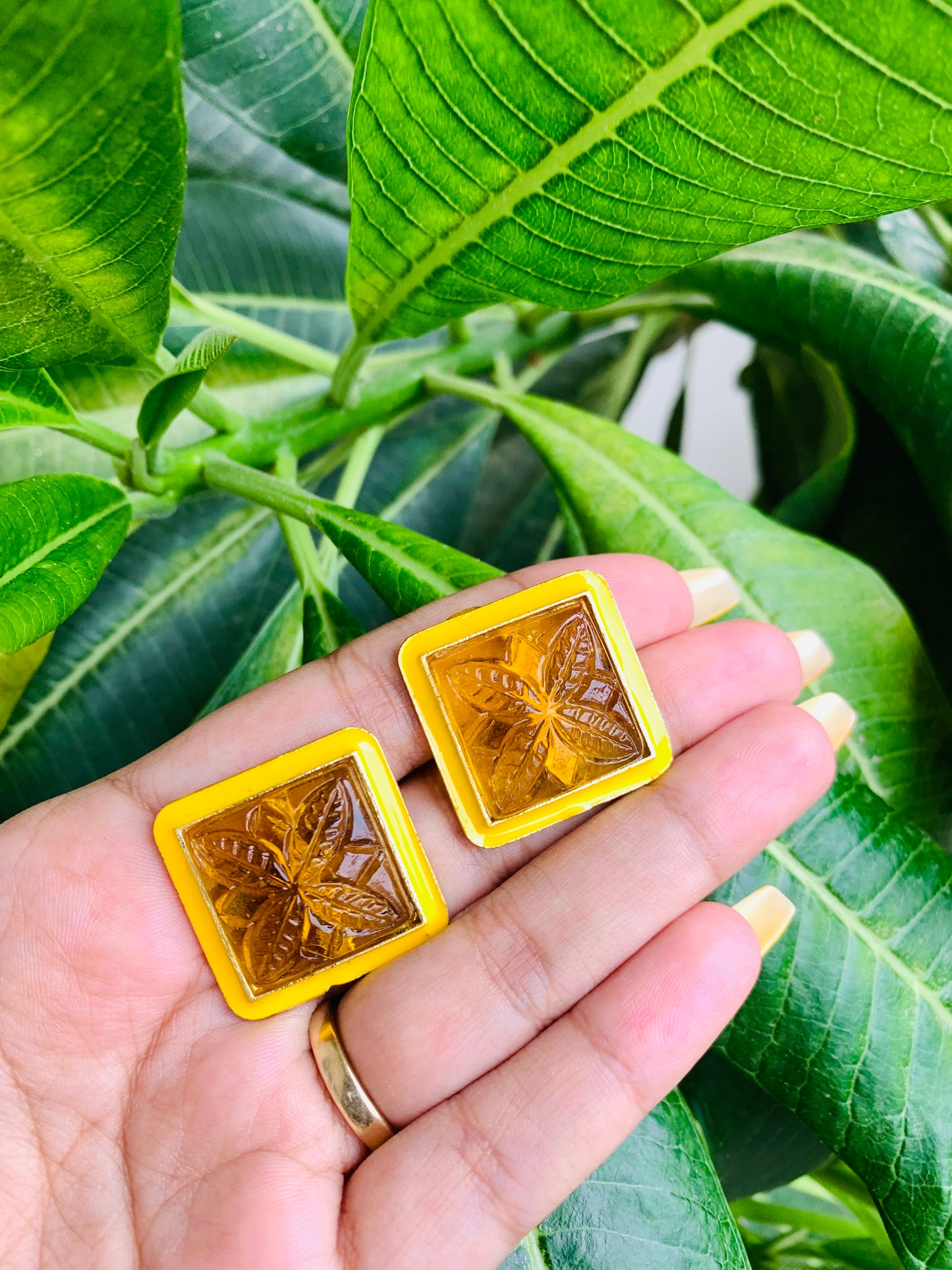 Square Shaped Meenakari Studs