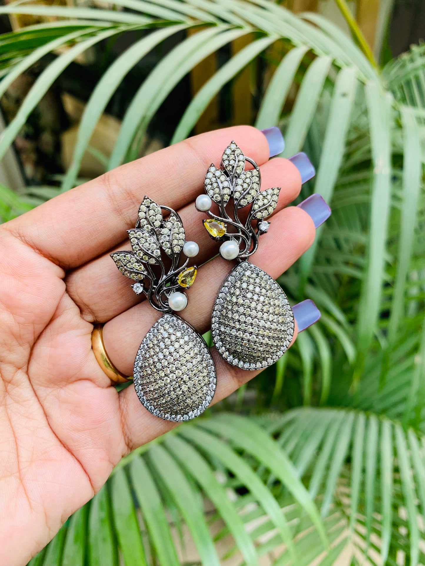 Designer Stud Earrings with Drop