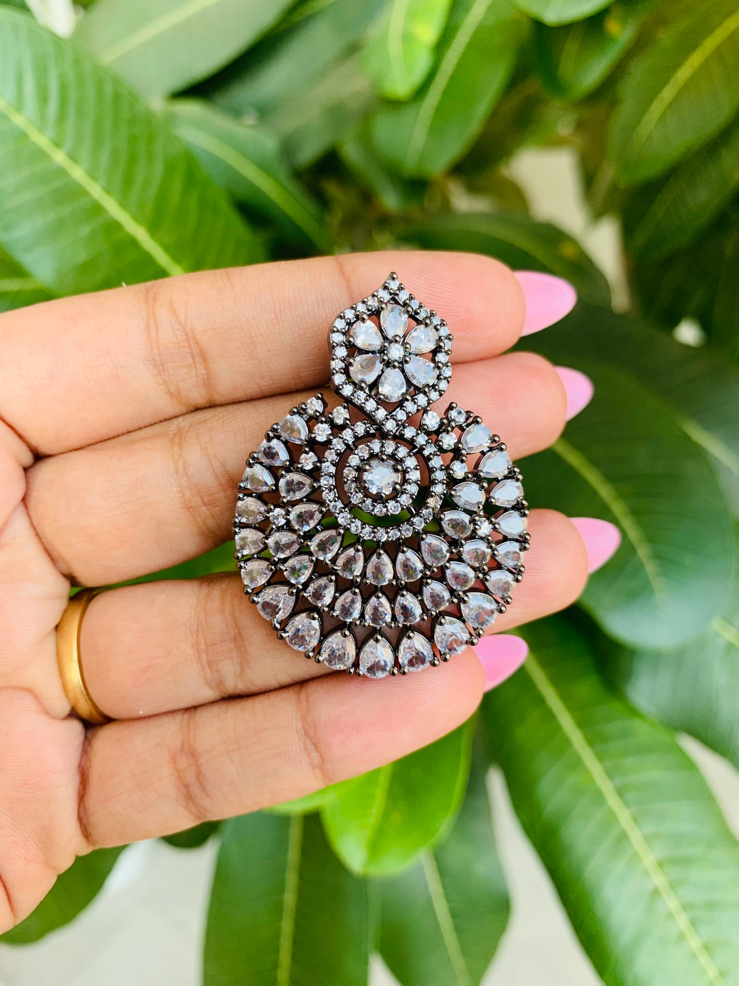 American Diamond Chandbali Earrings