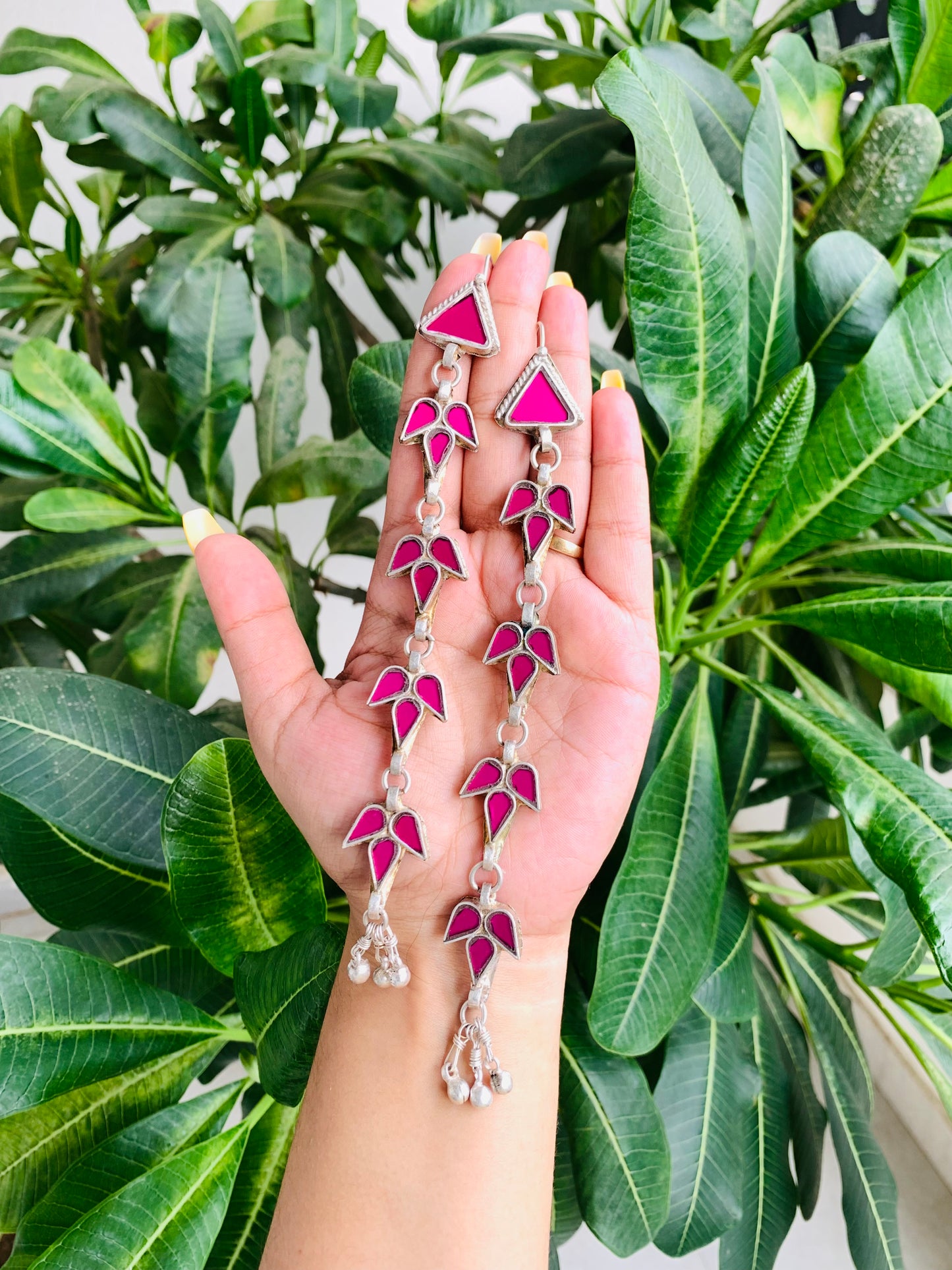 Four Layered Long Afghani Earrings