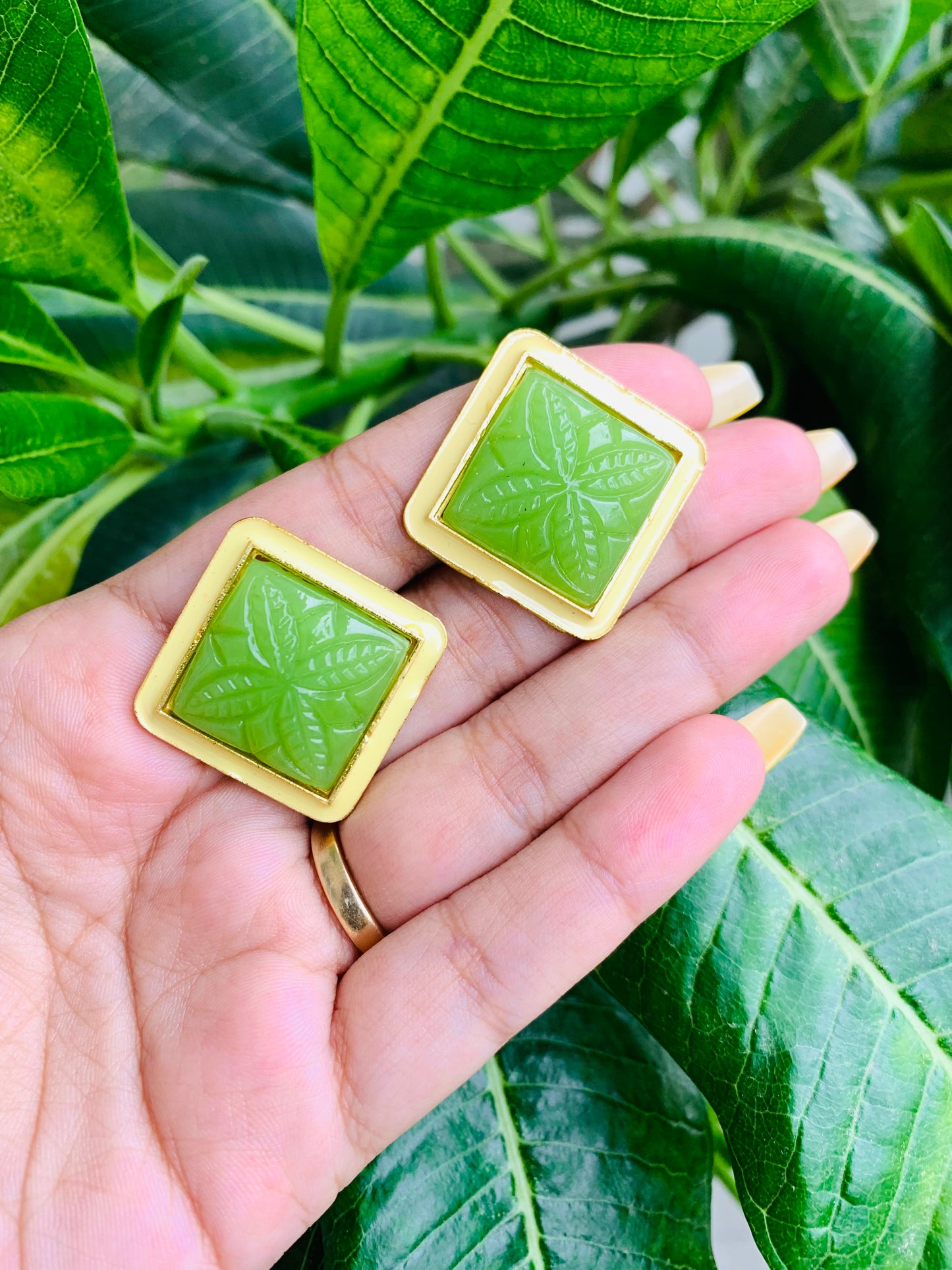 Square Shaped Meenakari Studs