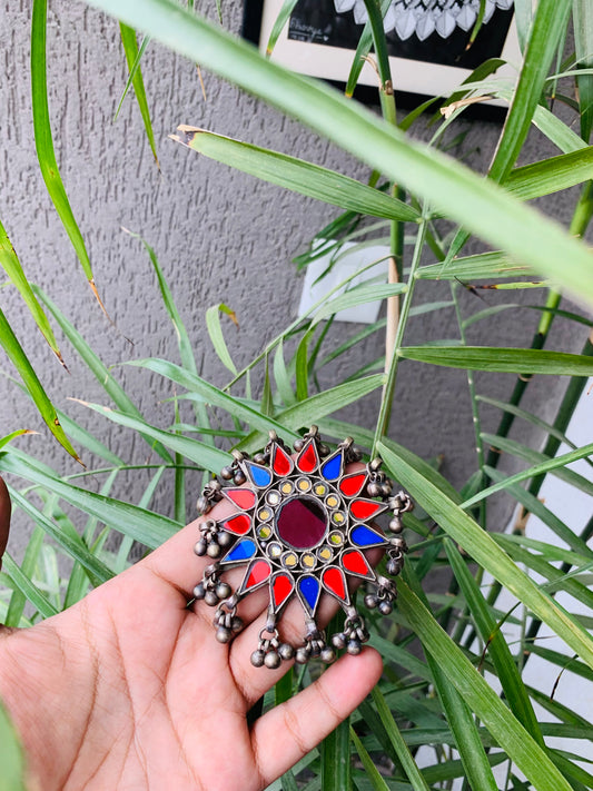 Boho Bloom Wine, Blue & Red Ring