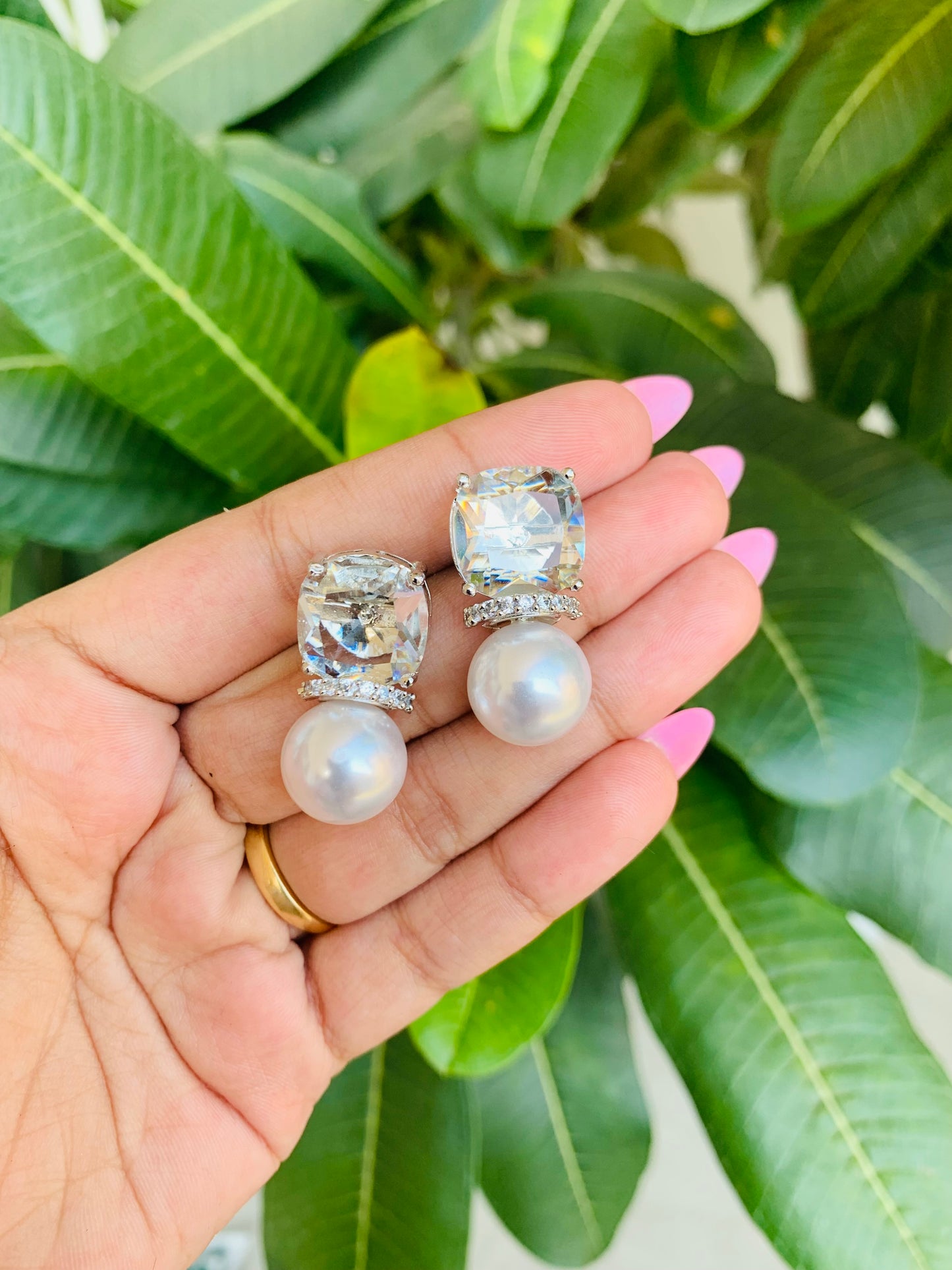 Swarovski Studs With Pearl Drop