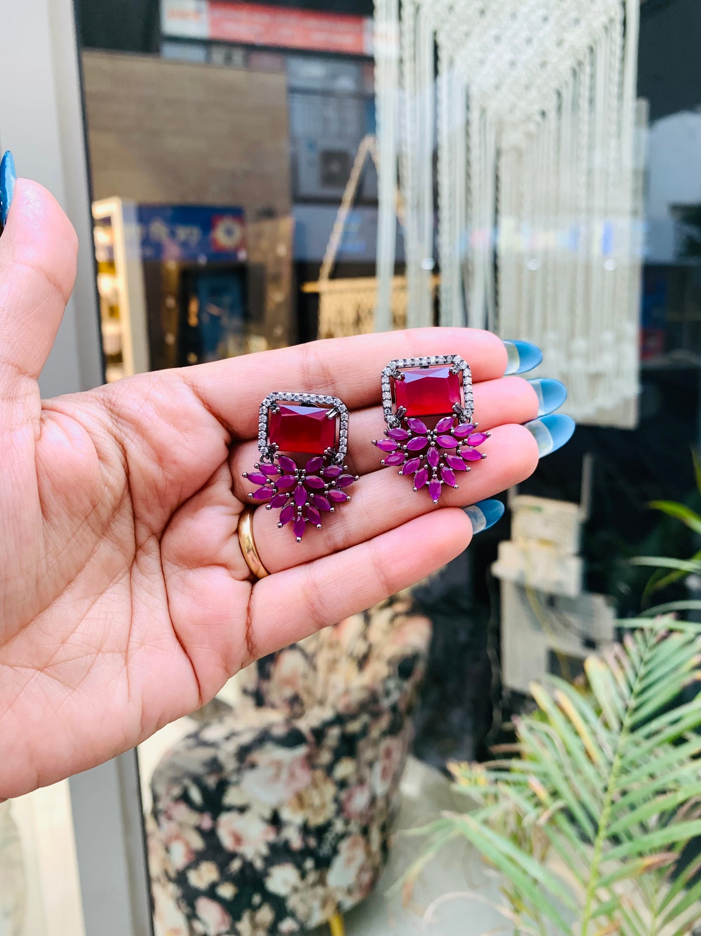 Triangle Drop Stud Earrings