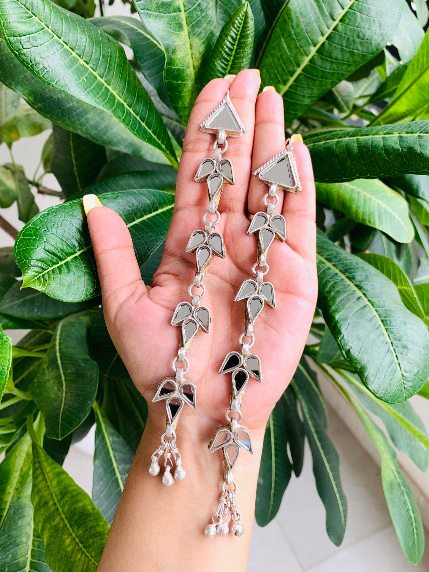 Four Layered Long Afghani Earrings