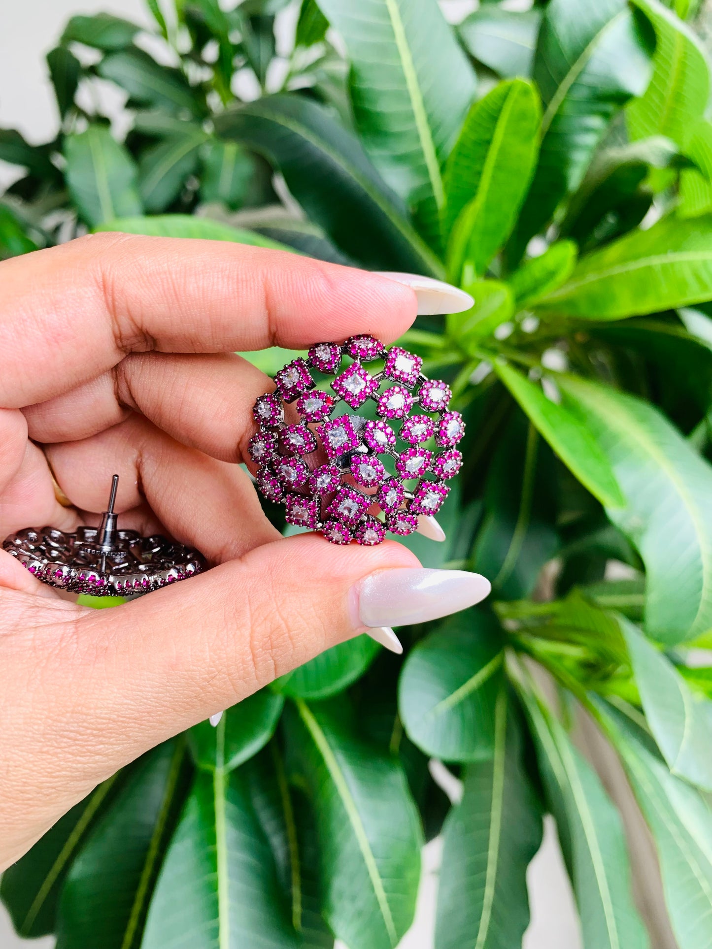 Radiant Micro American Diamond Round Stud Earrings