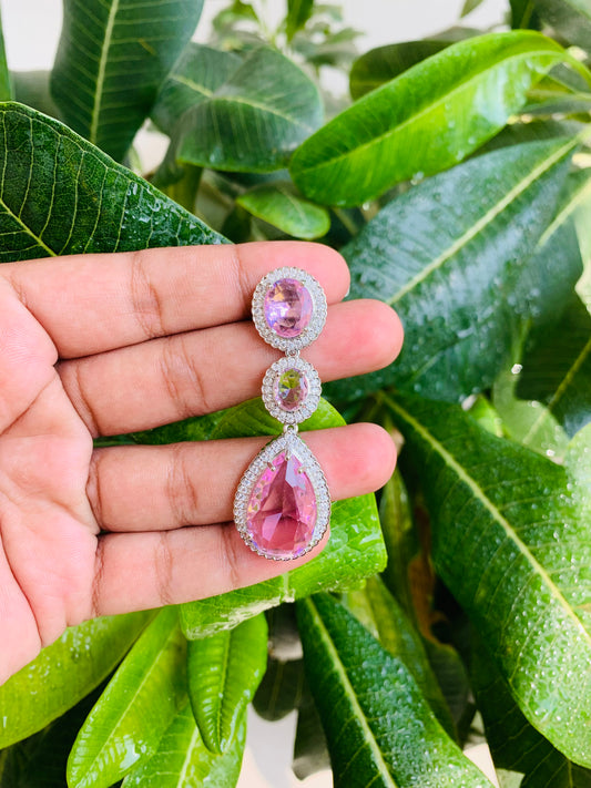 Triple Layered Swarovski Stone Danglers