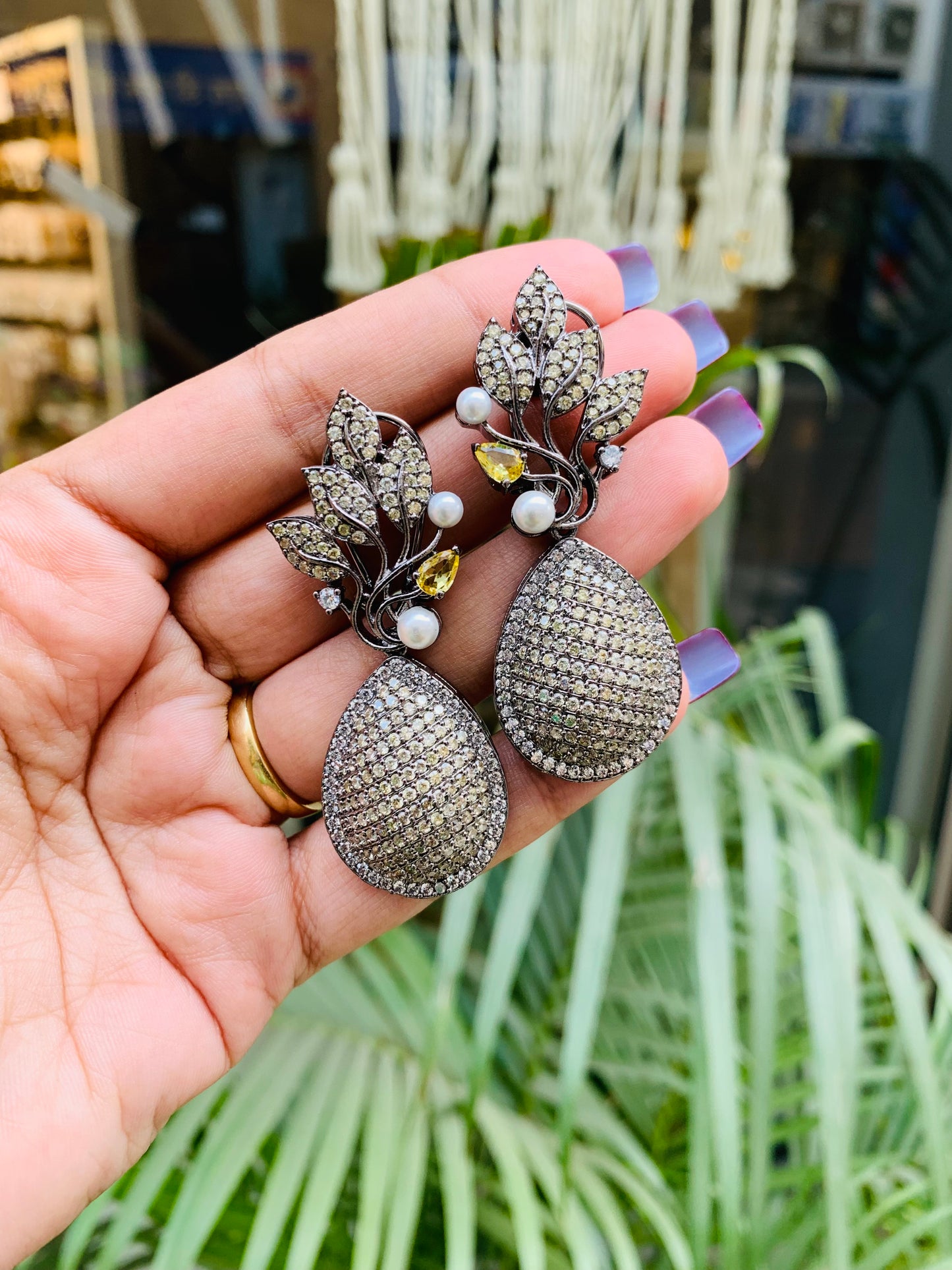 Designer Stud Earrings with Drop