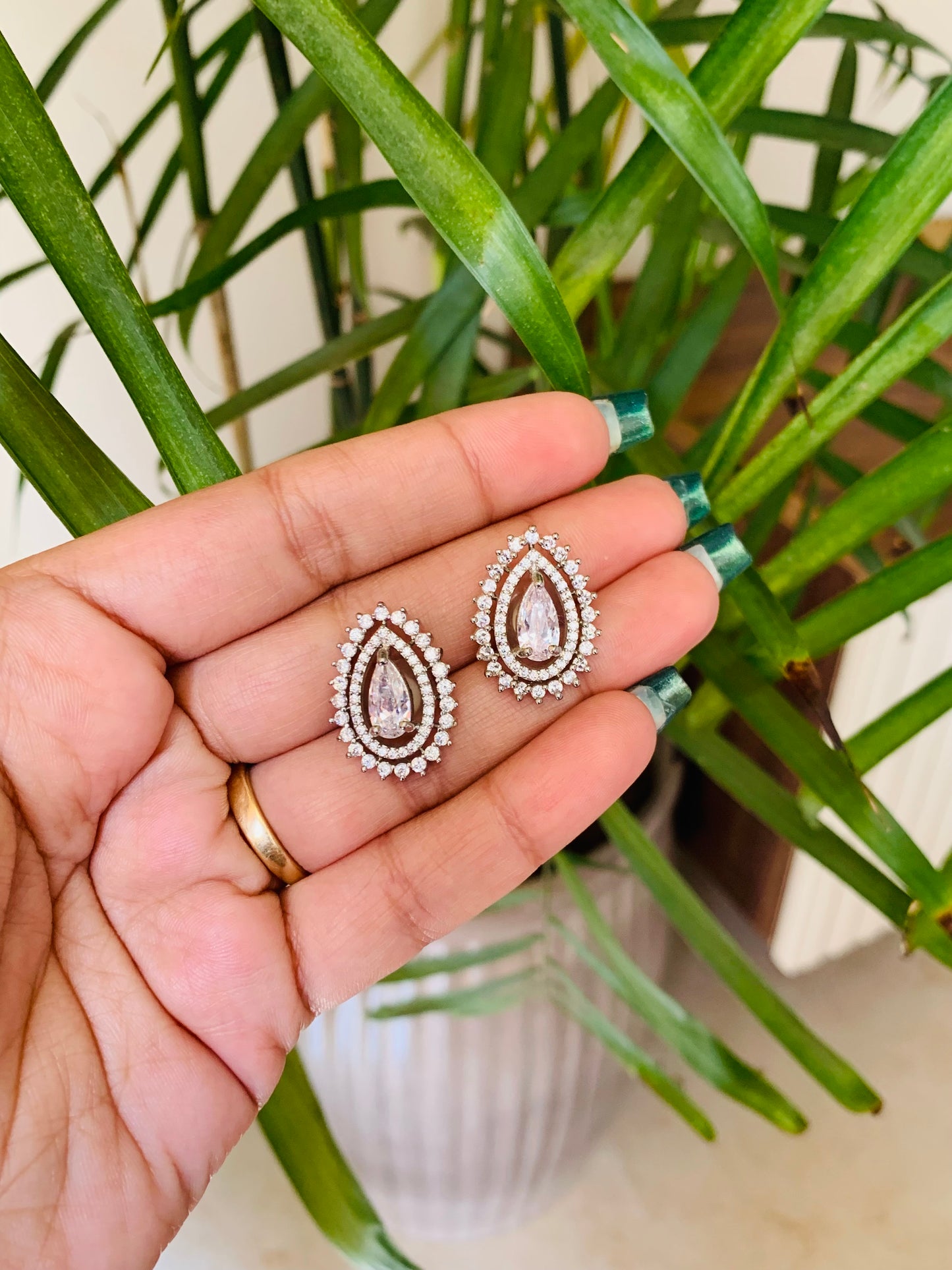 Tear Shaped Solitaire Earrings