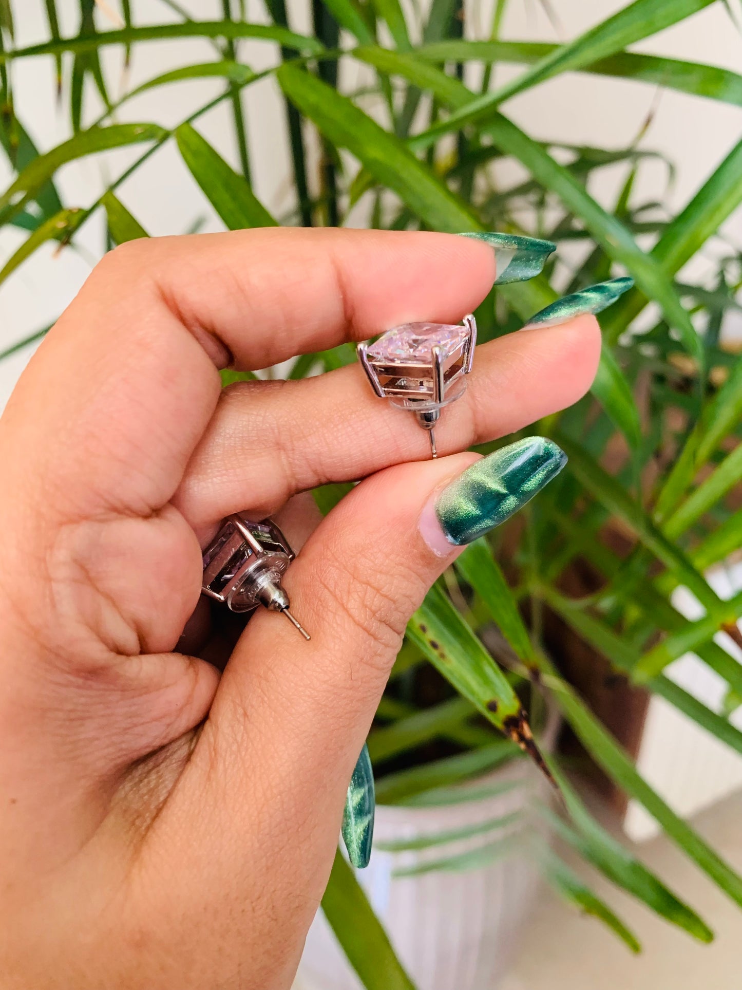 Square Solitaire Stud Earrings