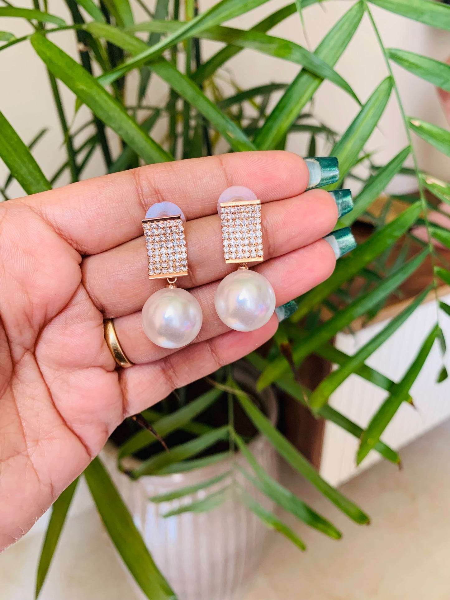 Big Pearl Drop Rose Gold Studs