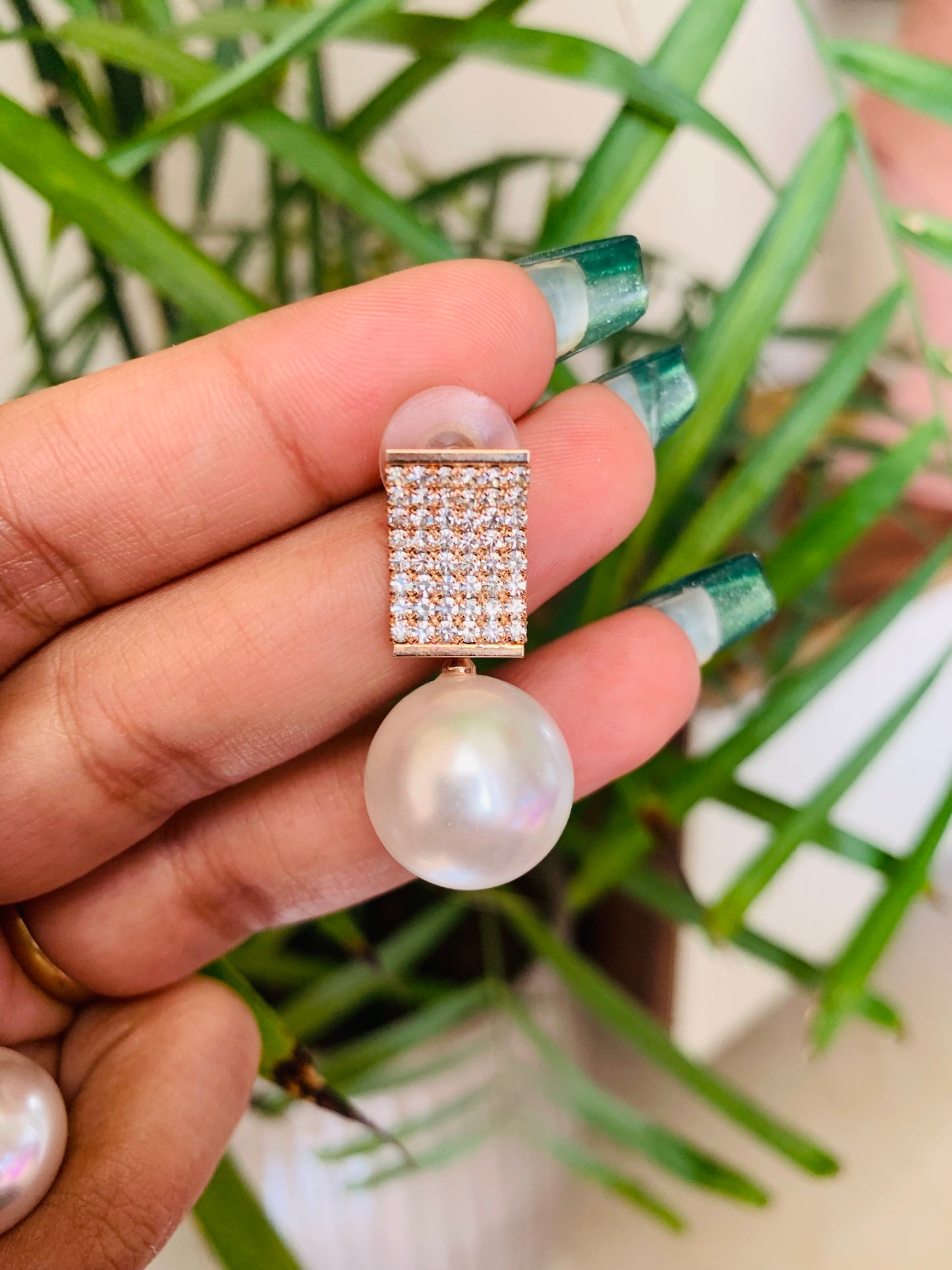 Big Pearl Drop Rose Gold Studs