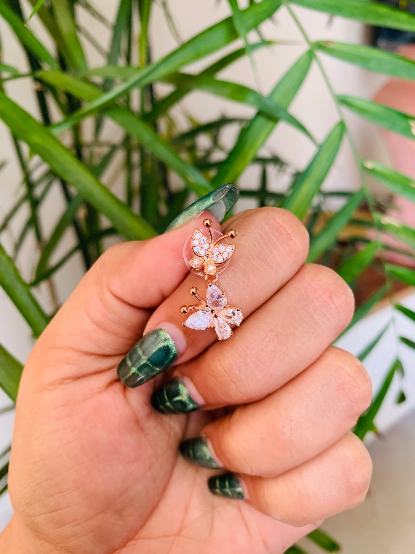 Double Butterfly Rose Gold Earrings