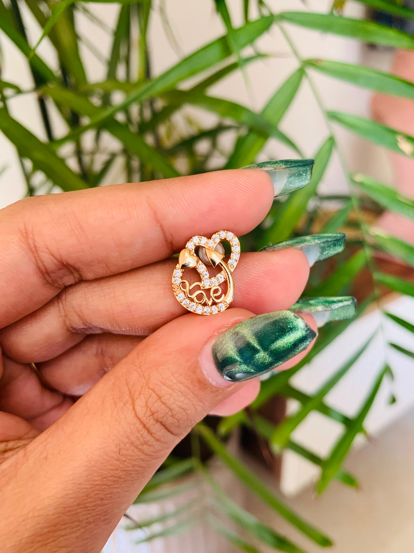 Trendy Golden Heart Stud Earrings