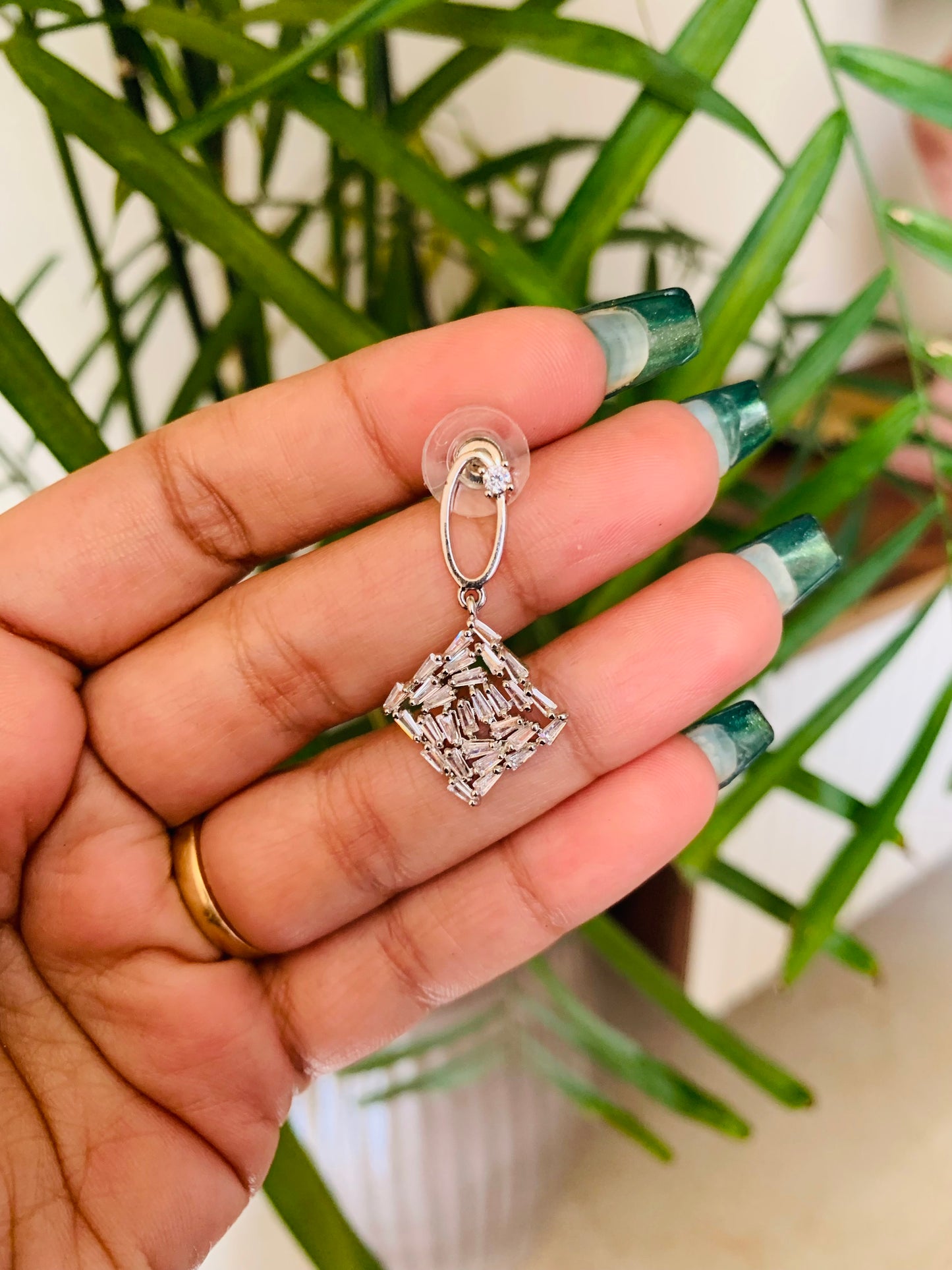 Square Baguette Drop Earrings