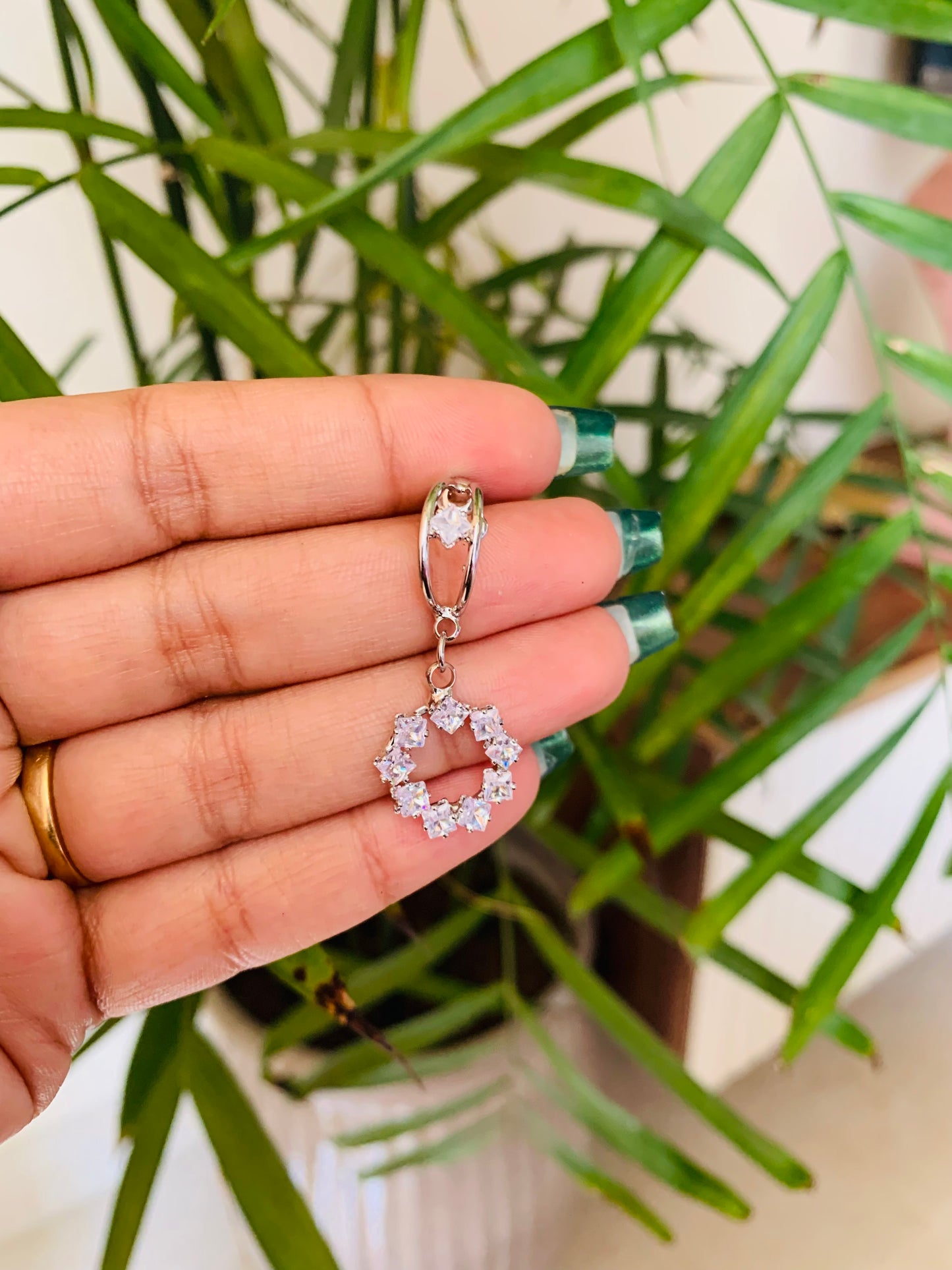 AD Round Drop Baali Earrings