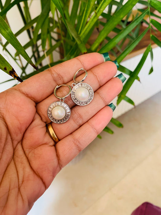 Pearl Round Drop Earrings