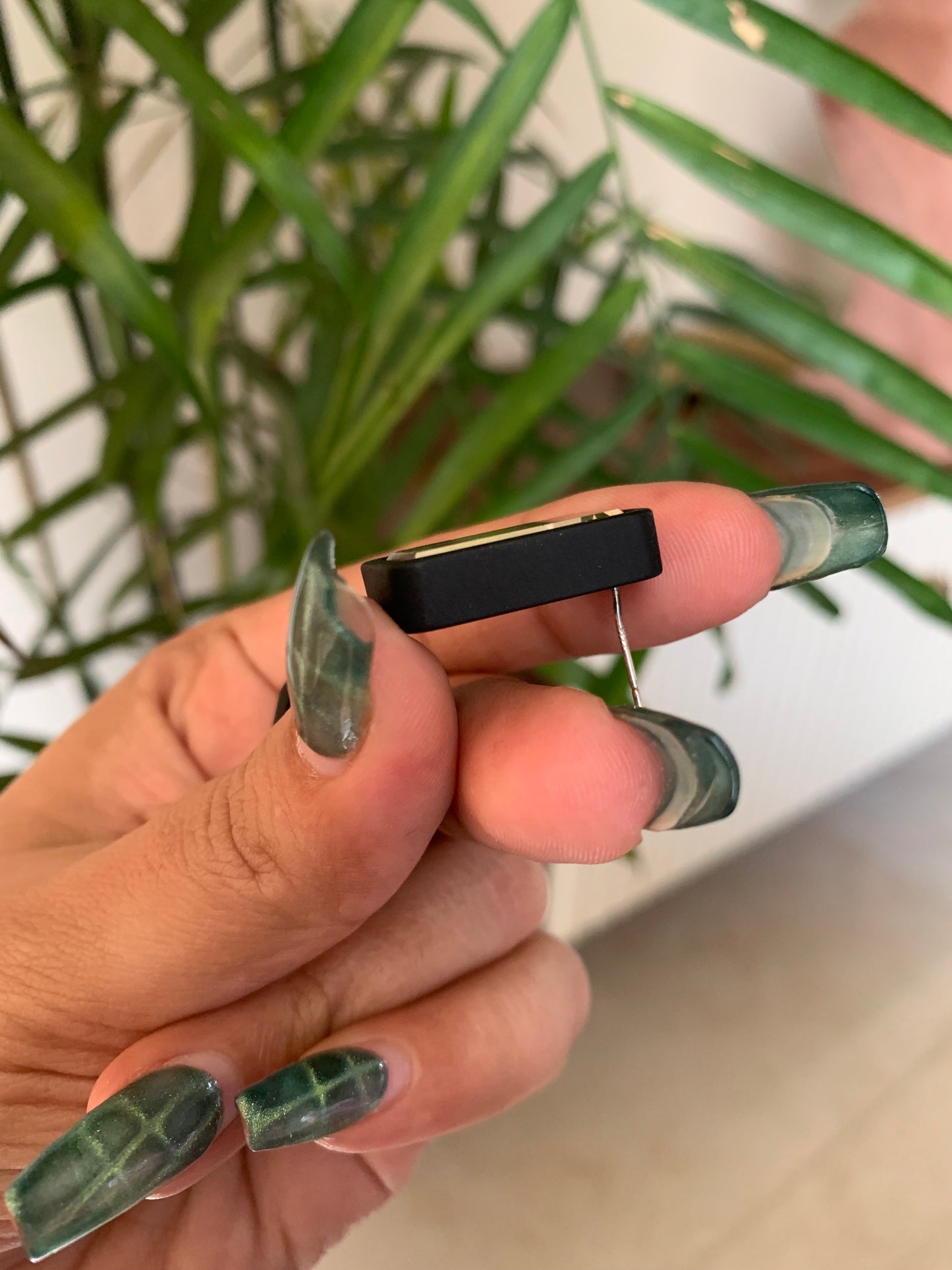 Black Champaigne Rectangle Stud
