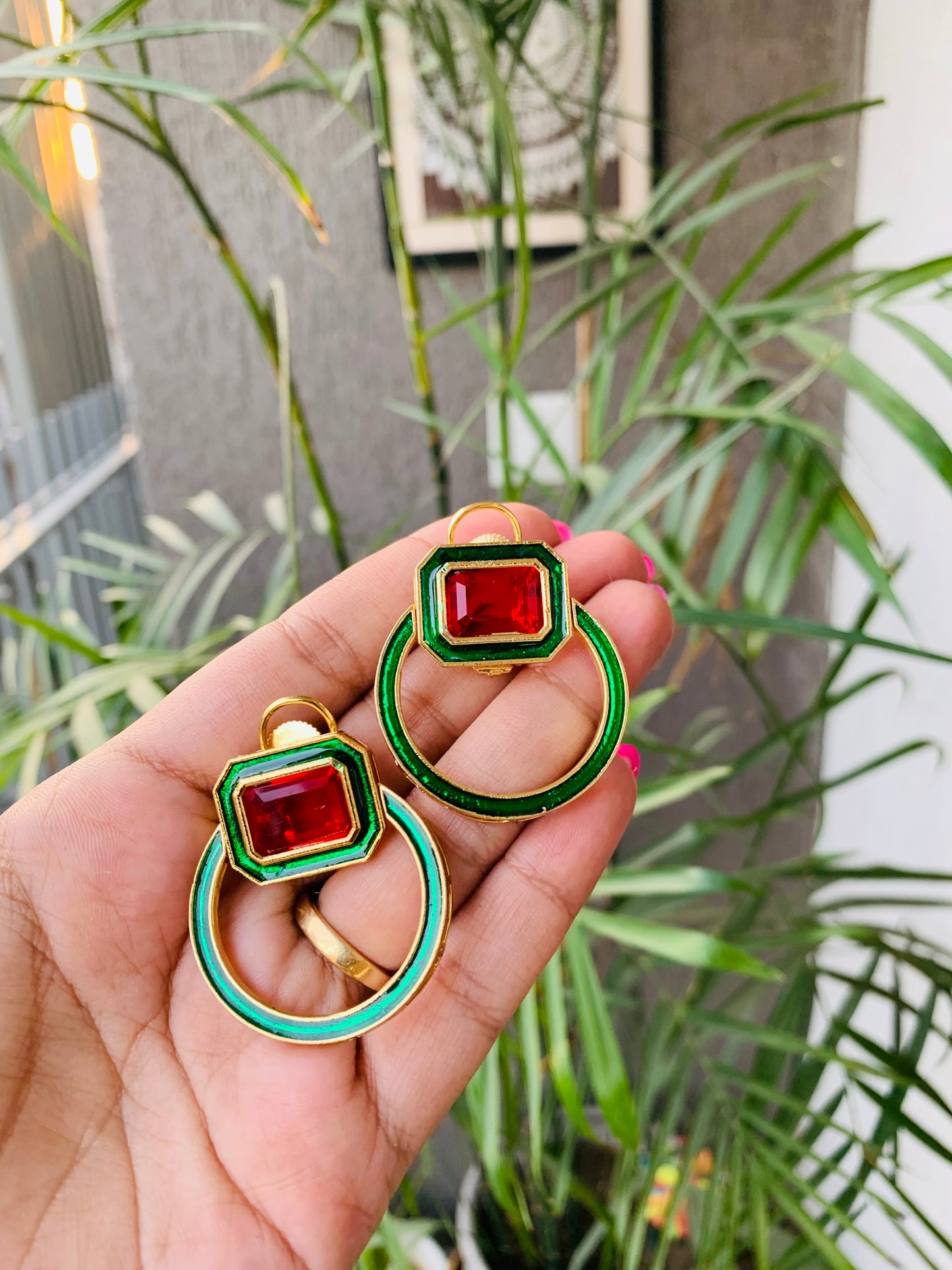Big Stone Ring Earrings