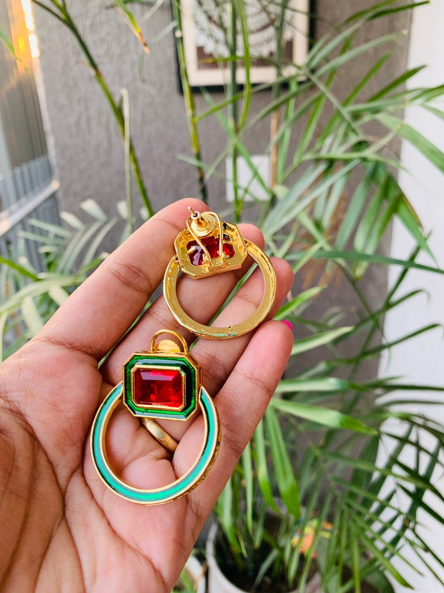 Big Stone Ring Earrings