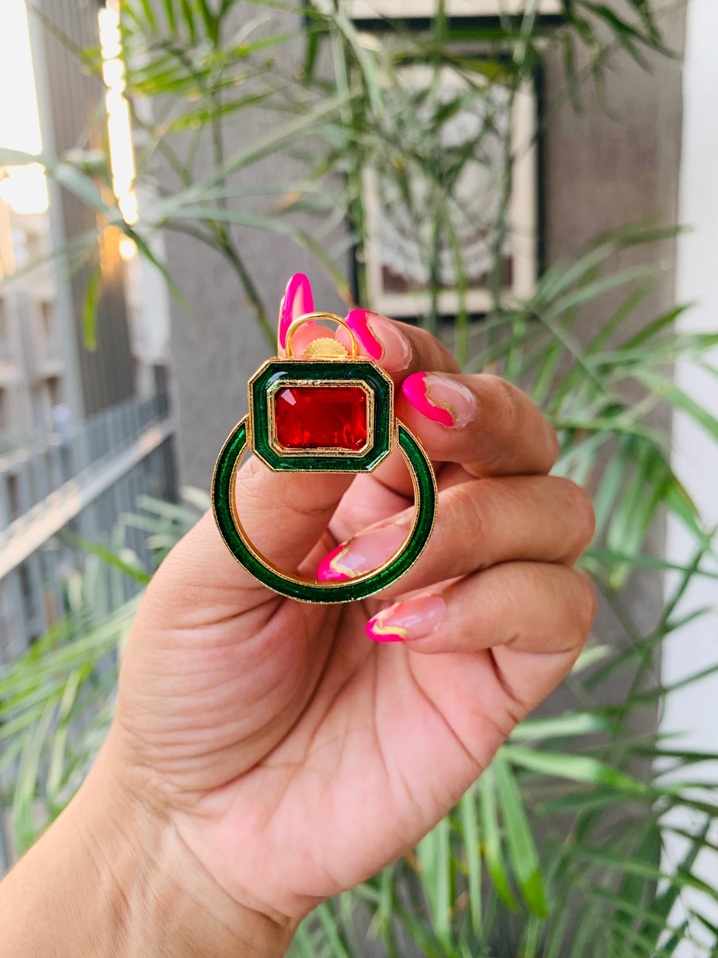 Big Stone Ring Earrings