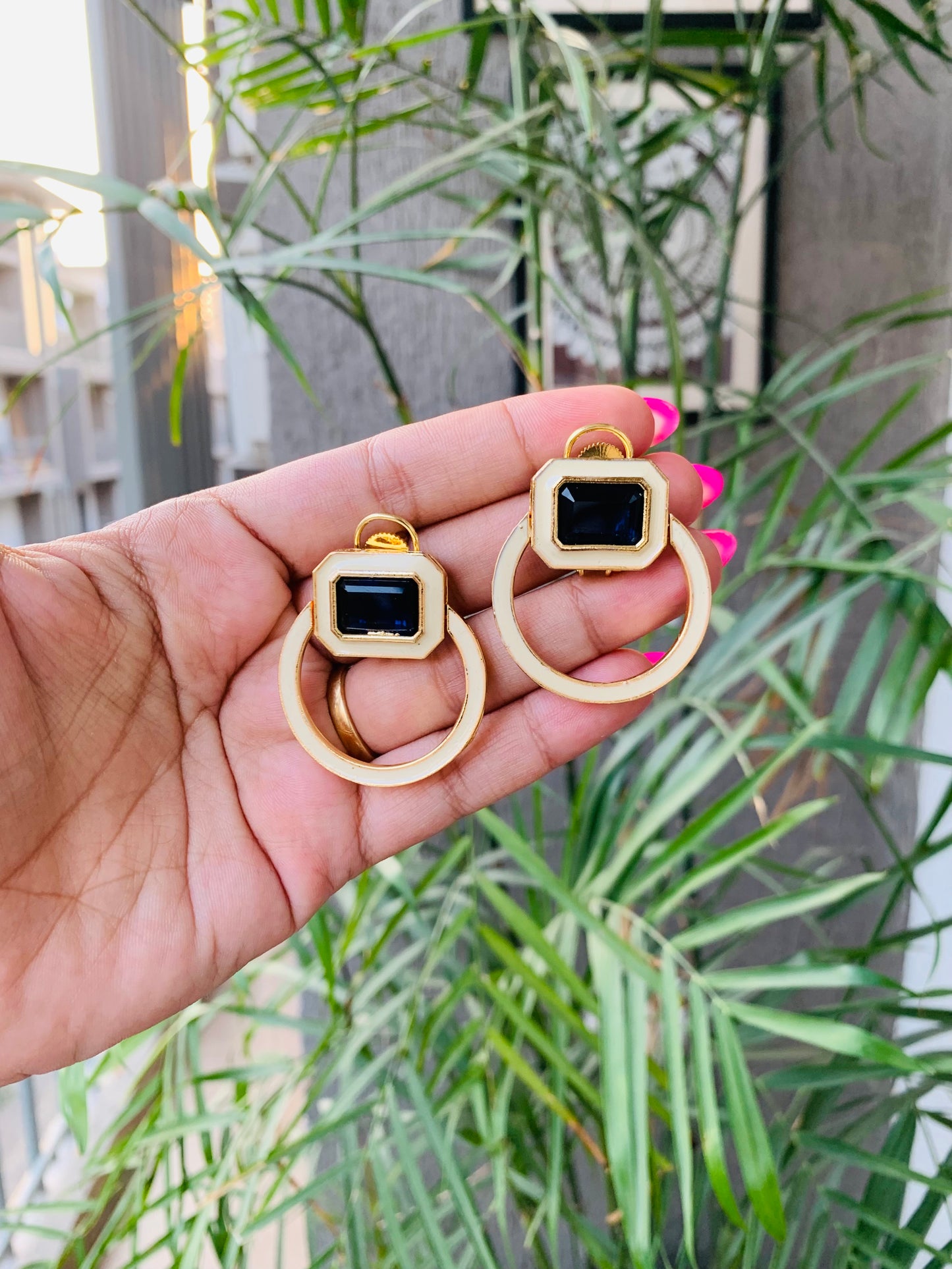 Big Stone Ring Earrings