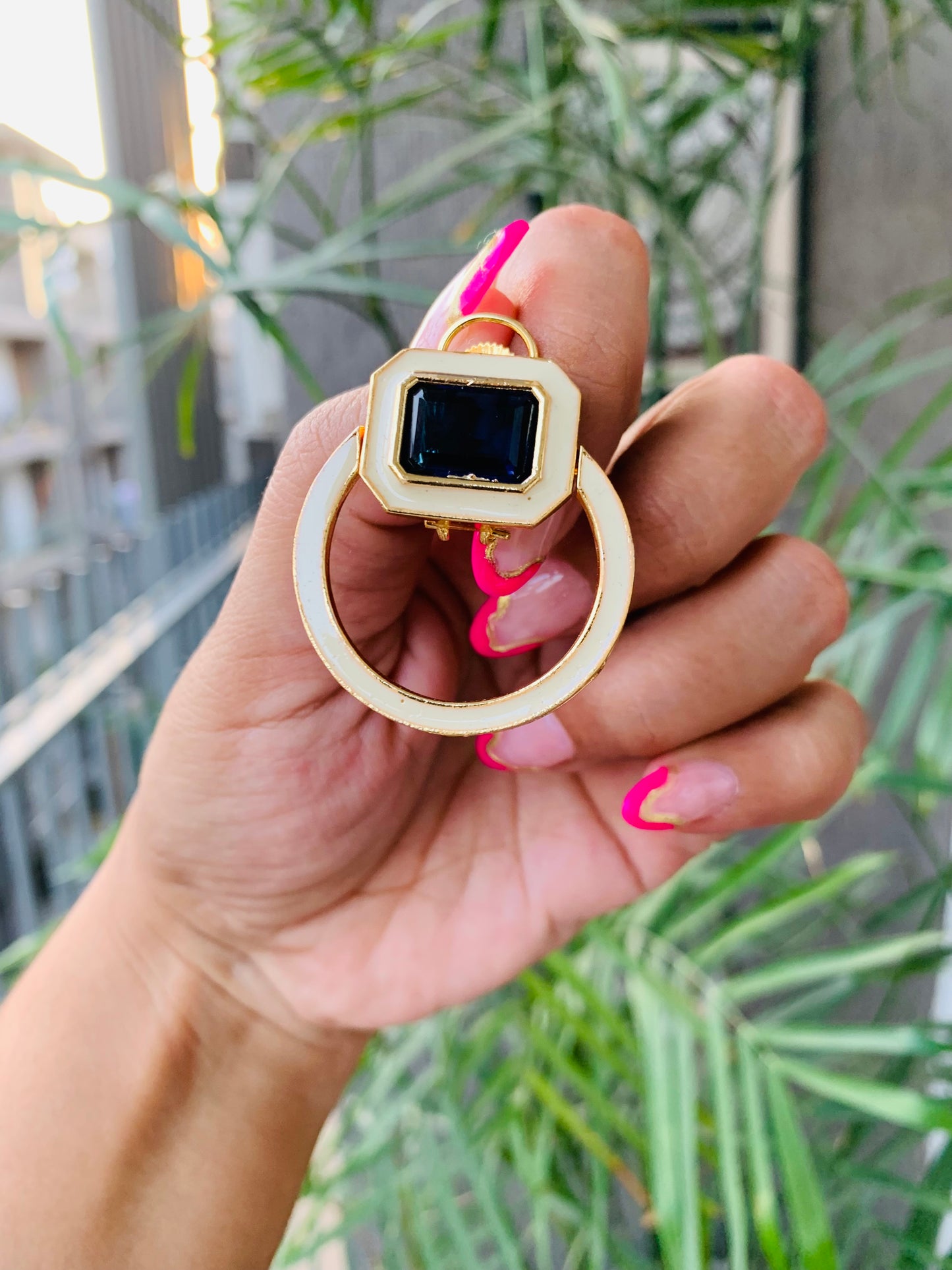Big Stone Ring Earrings
