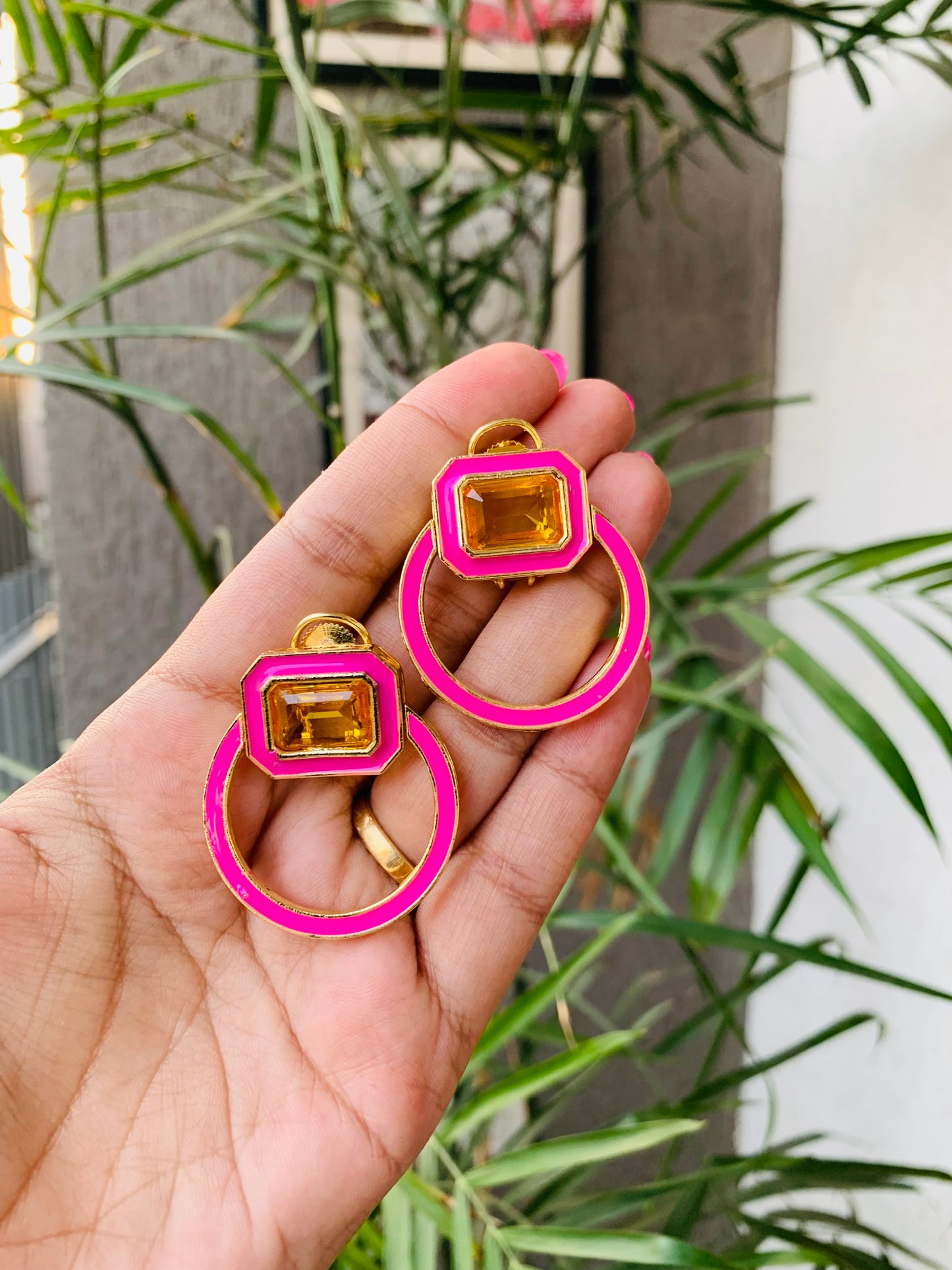Big Stone Ring Earrings