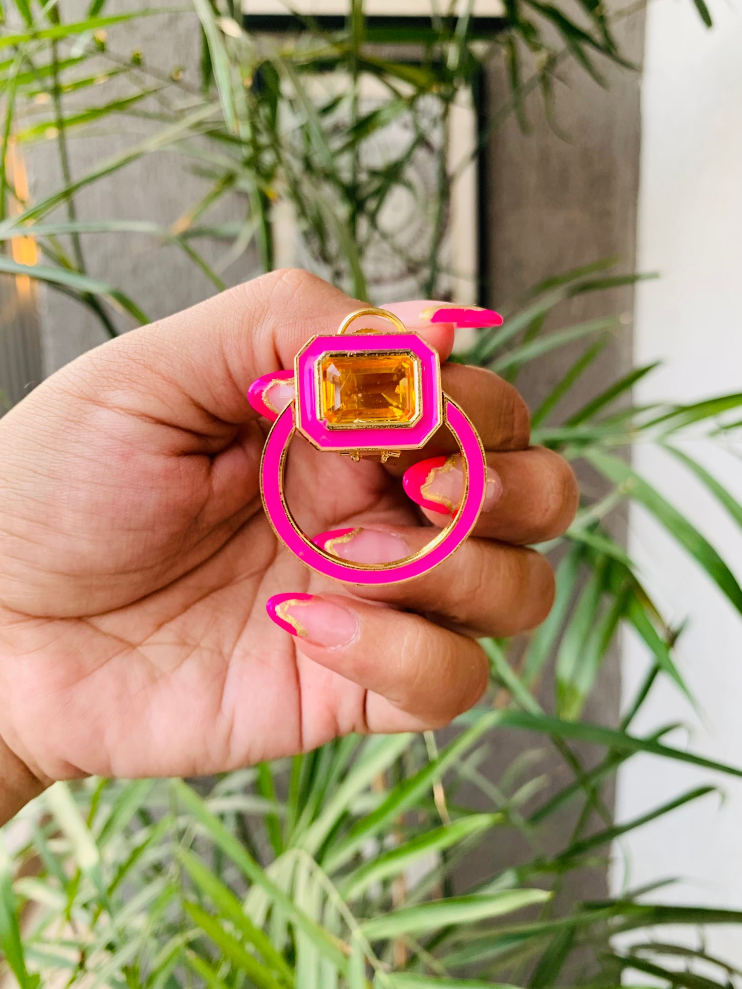 Big Stone Ring Earrings