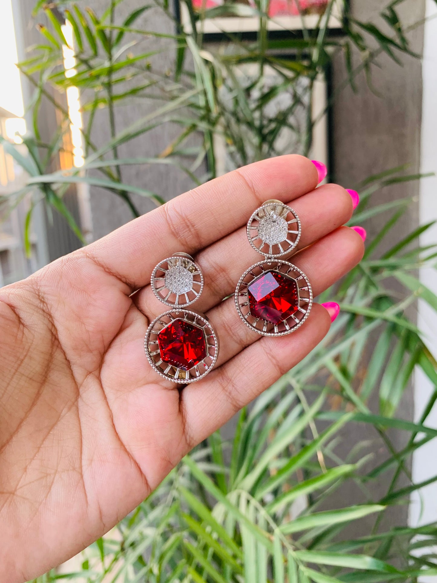 Round Drop Swarovski Earrings