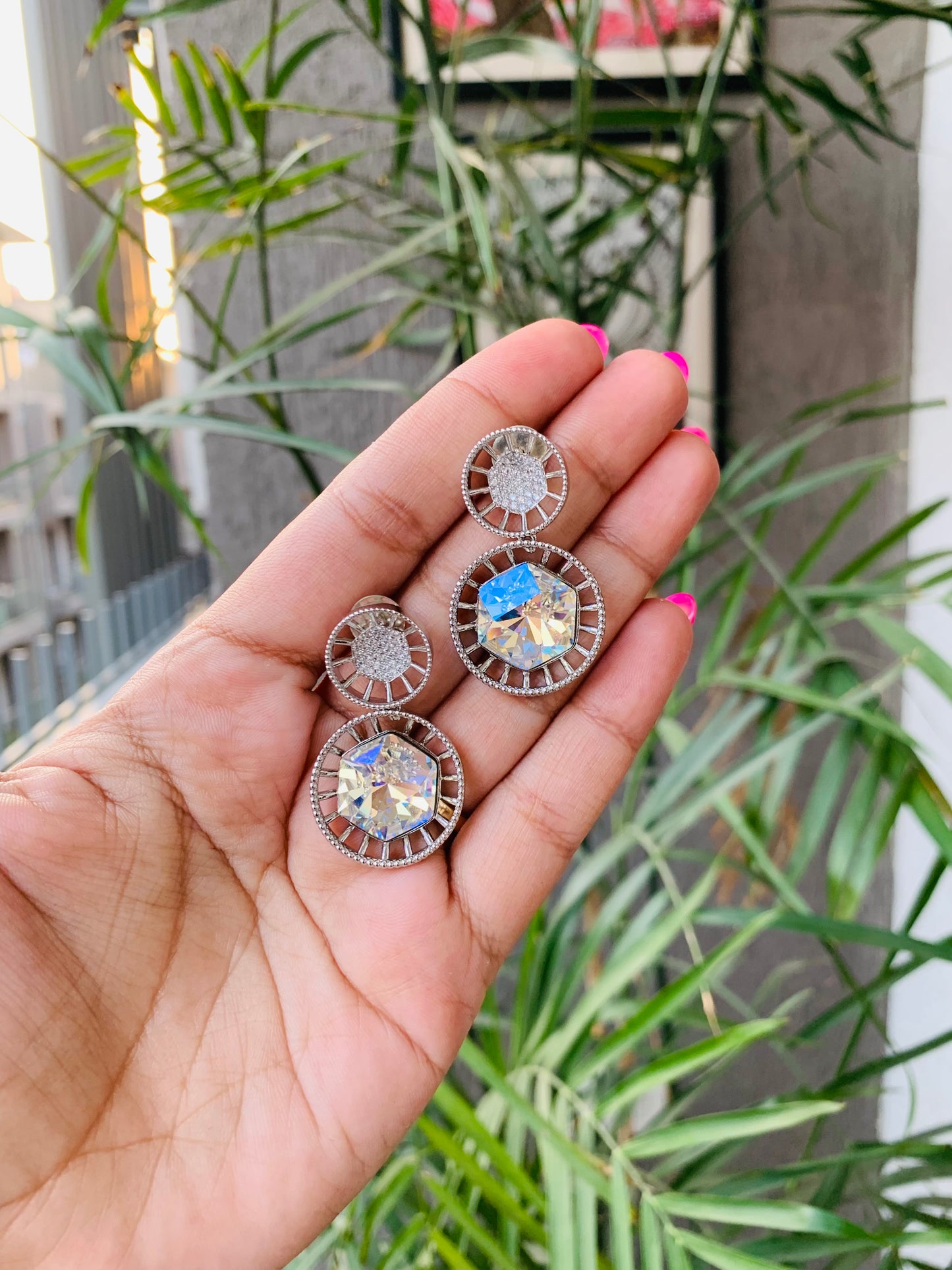 Round Drop Swarovski Earrings