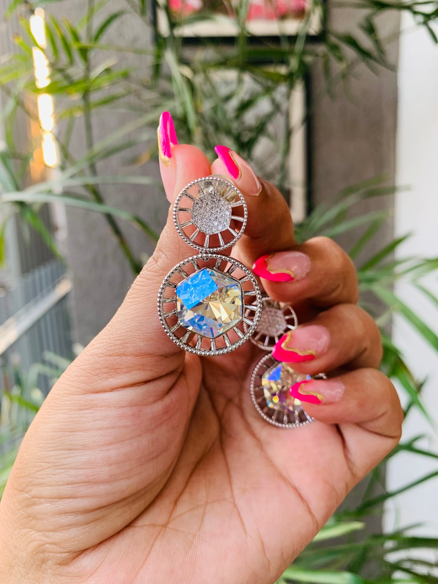 Round Drop Swarovski Earrings
