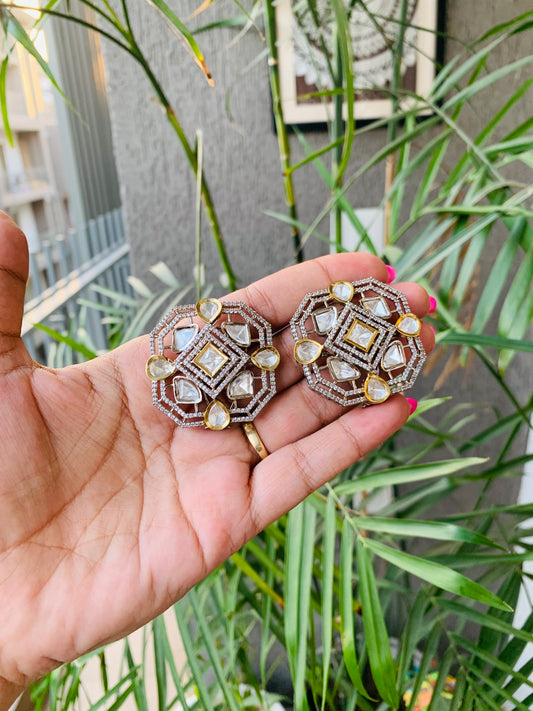 Kundan Big Square Studs