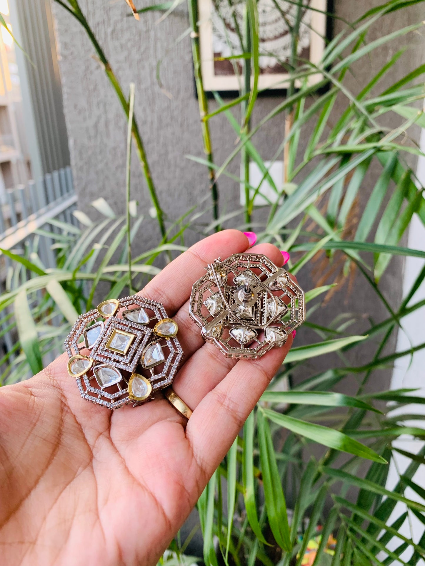 Kundan Big Square Studs