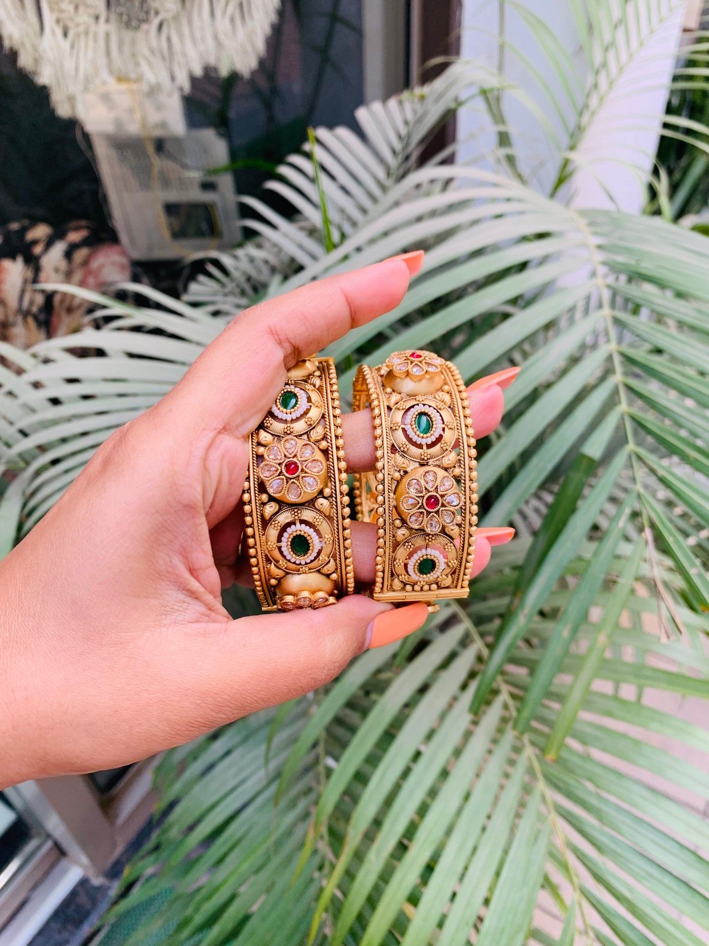 Flower Design Matte Bangles