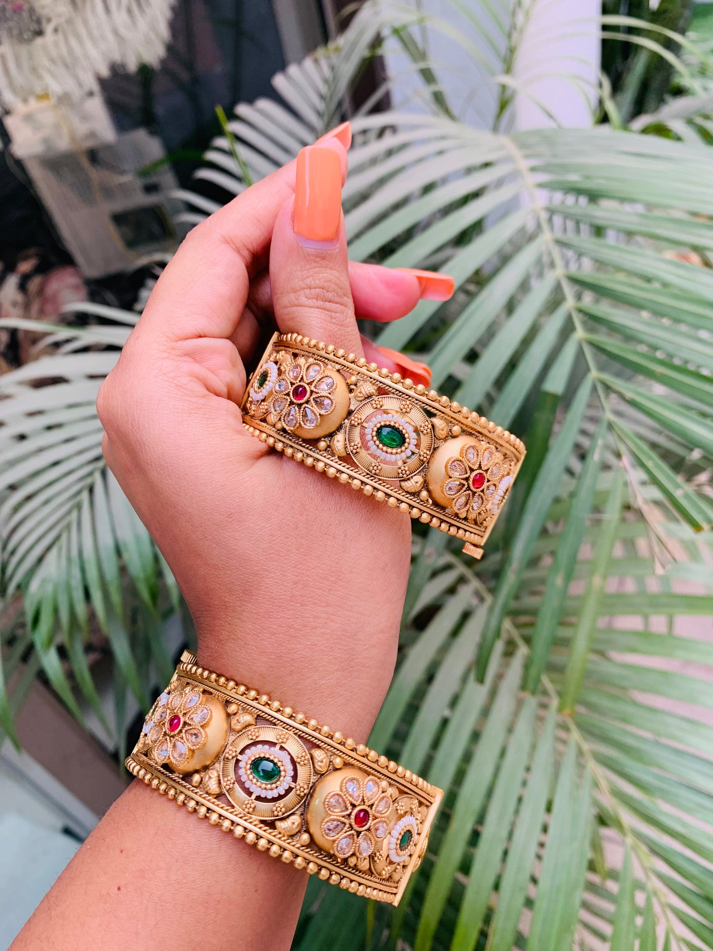 Flower Design Matte Bangles
