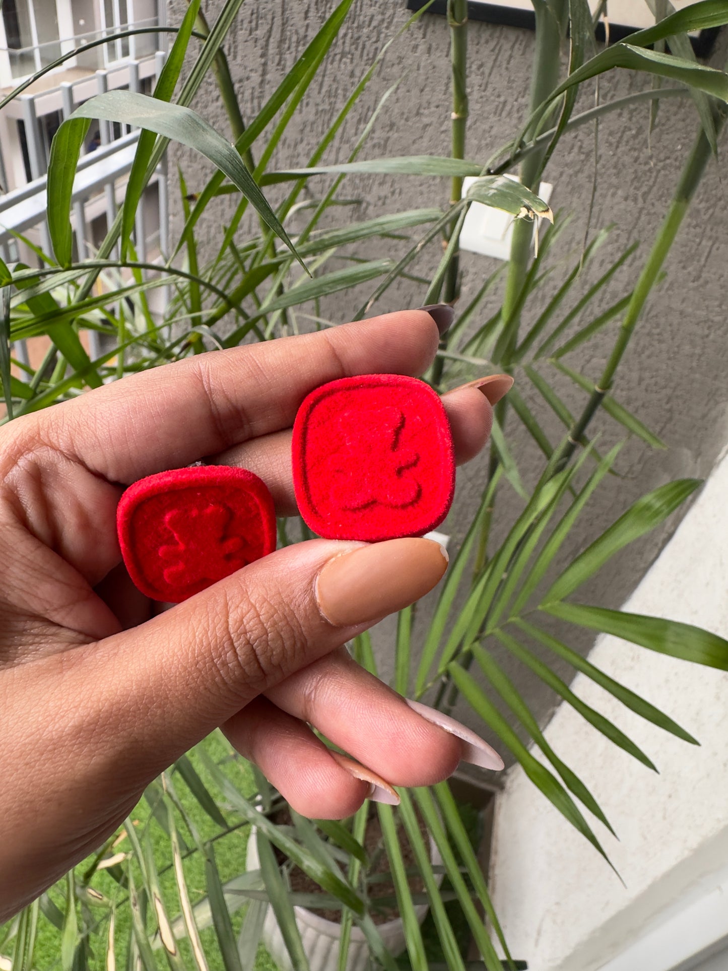 Red Teddy Bear Square Studs