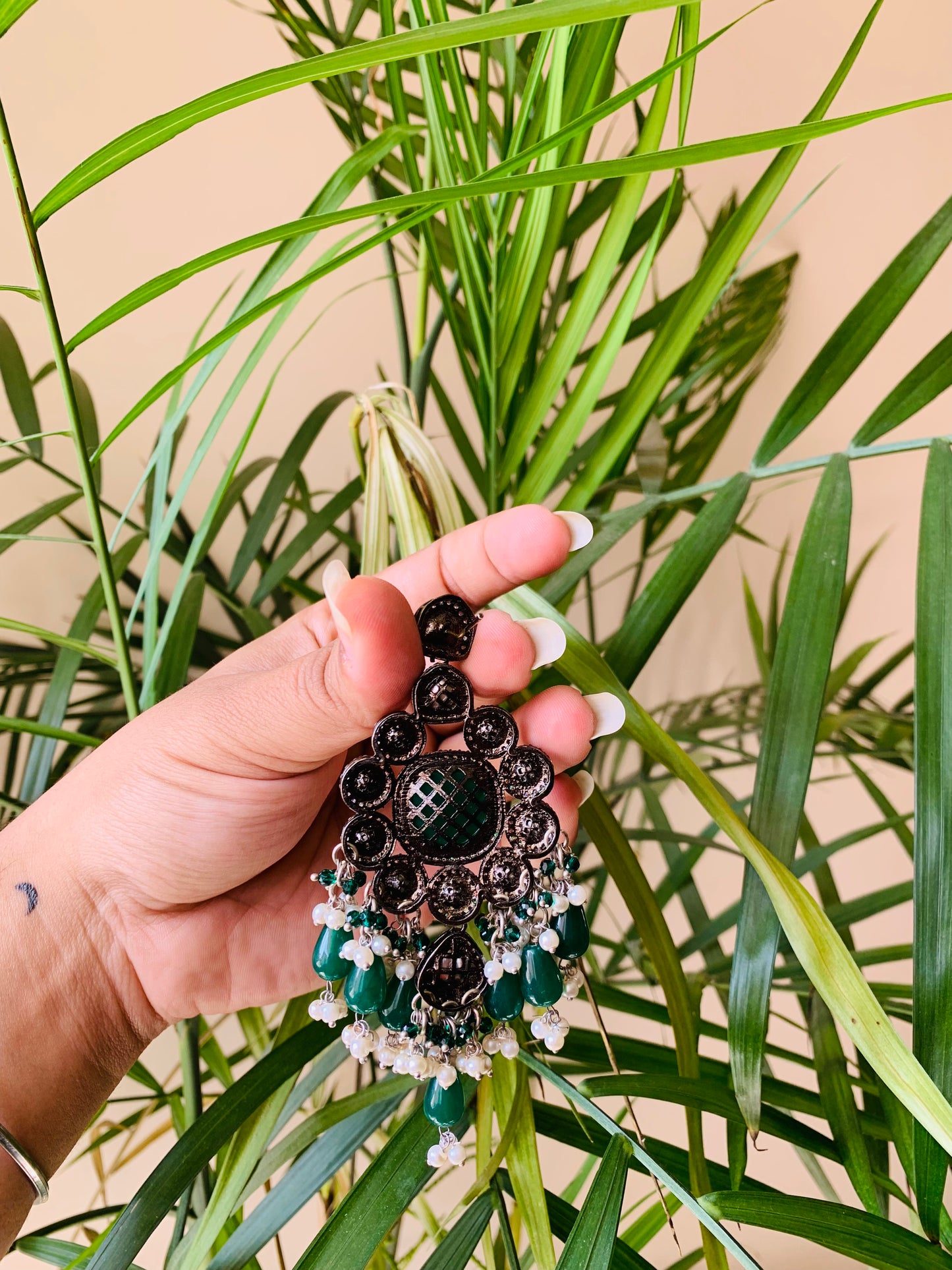 Green Monalisa Stone Drop Earrings