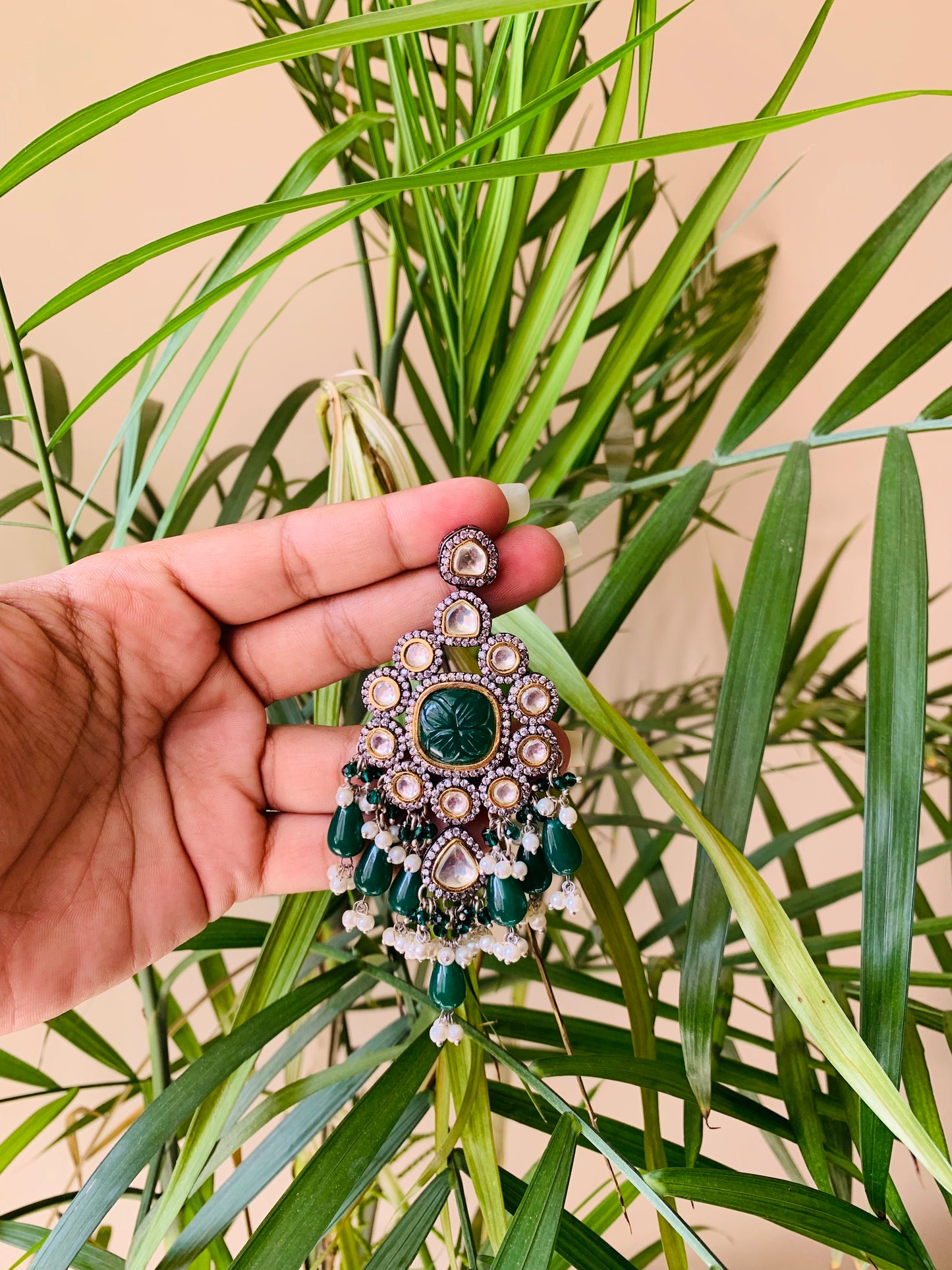 Green Monalisa Stone Drop Earrings