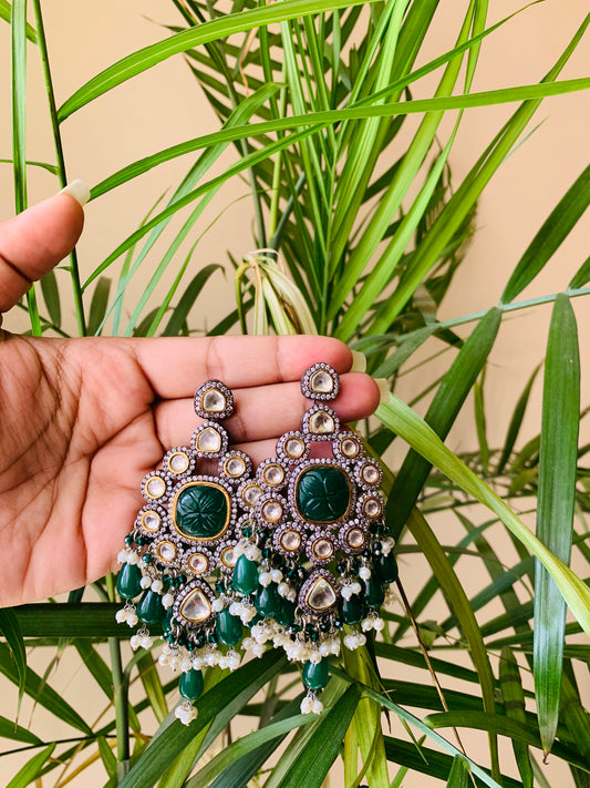 Green Monalisa Stone Drop Earrings