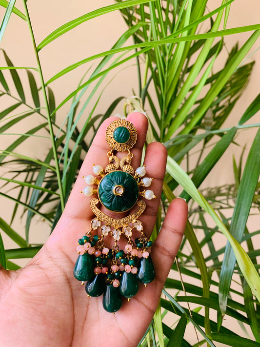 Green Monalisa Stones Drop Earring