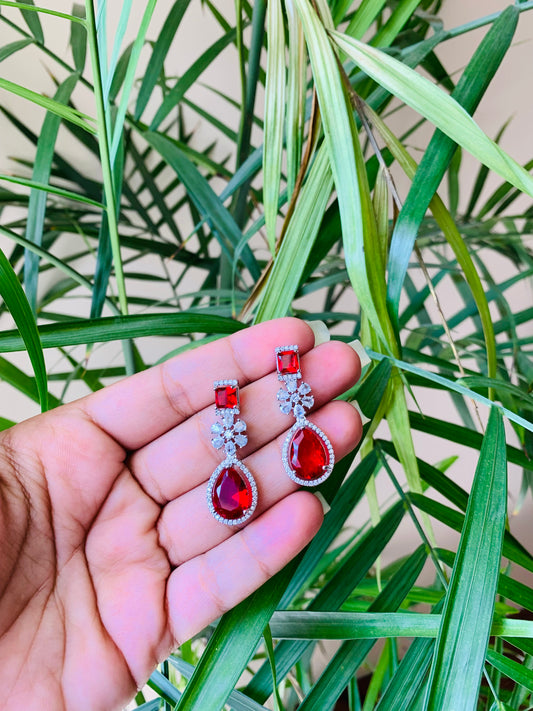 Red Tear Drop Earring