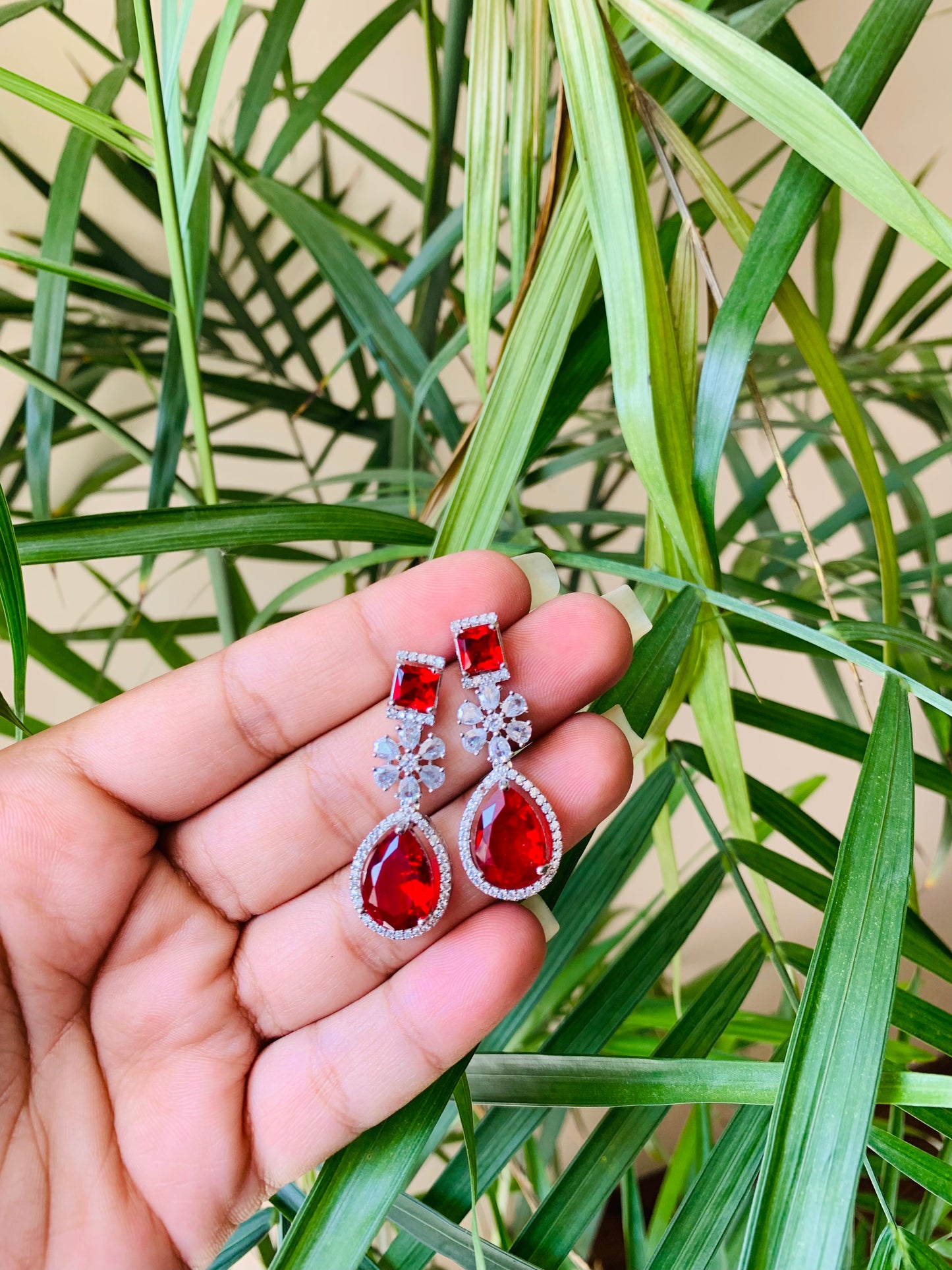 Red Tear Drop Earring