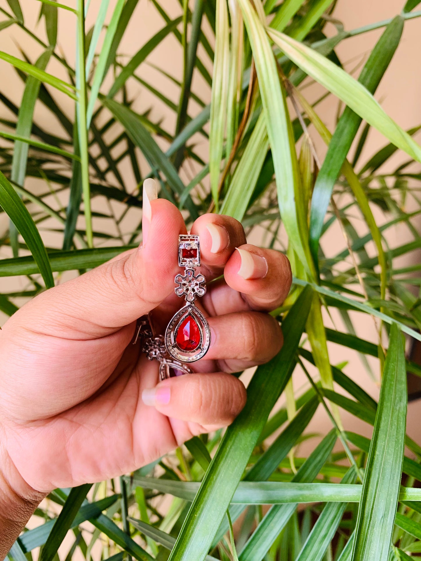 Red Tear Drop Earring