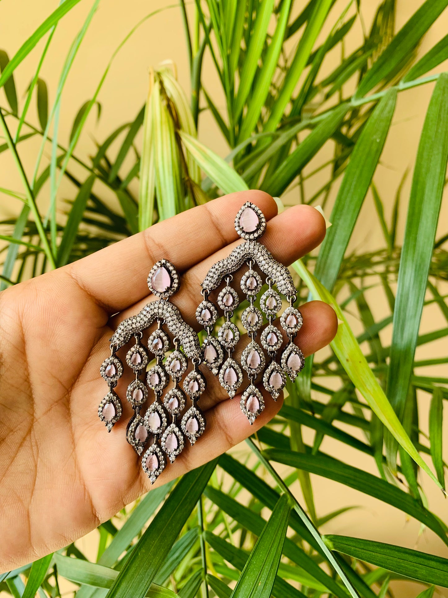 5 Drop American Diamond Earrings – Designer Finish