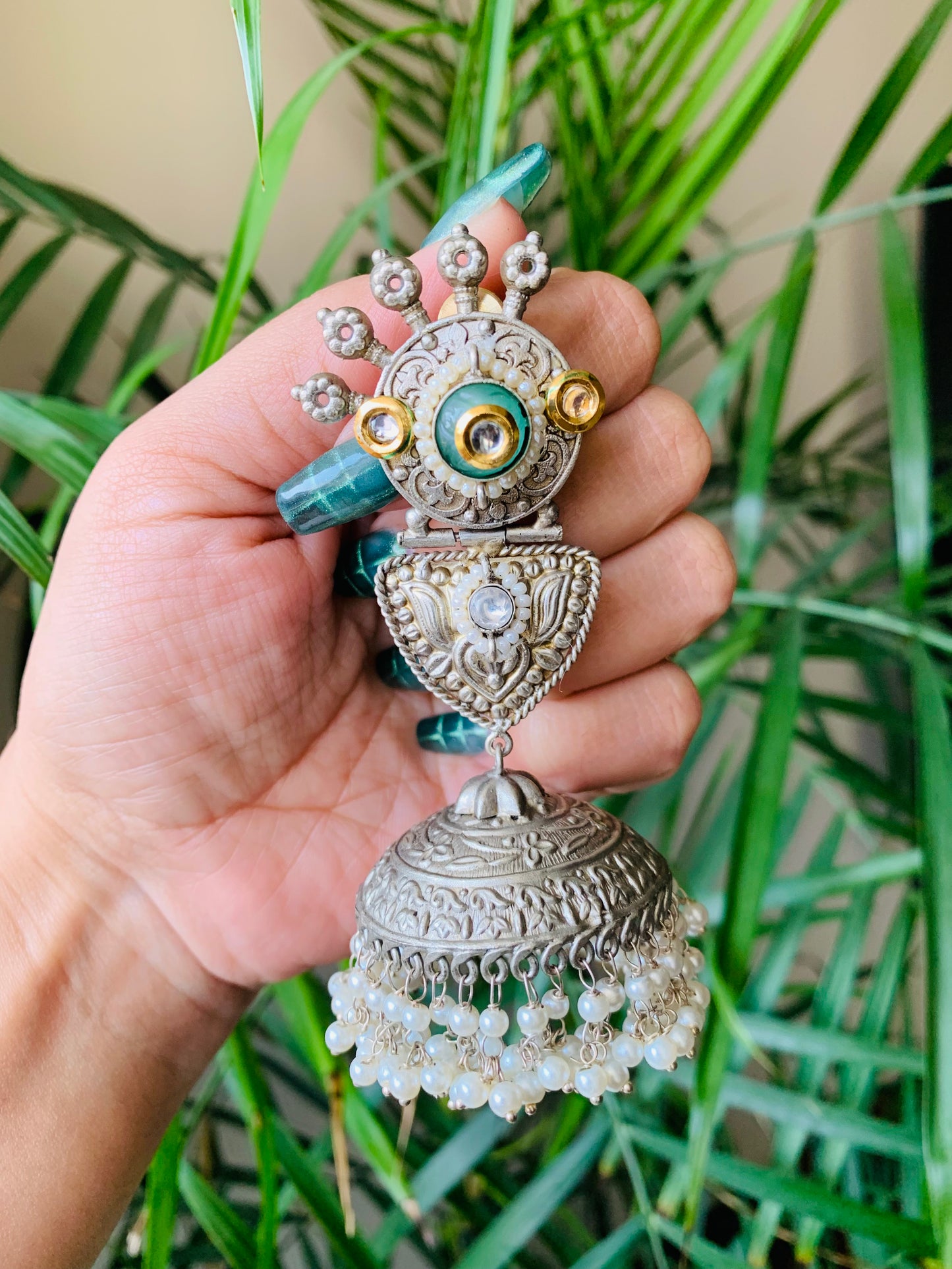 Jumbo Peacock Jaipuri Jhumka Earrings