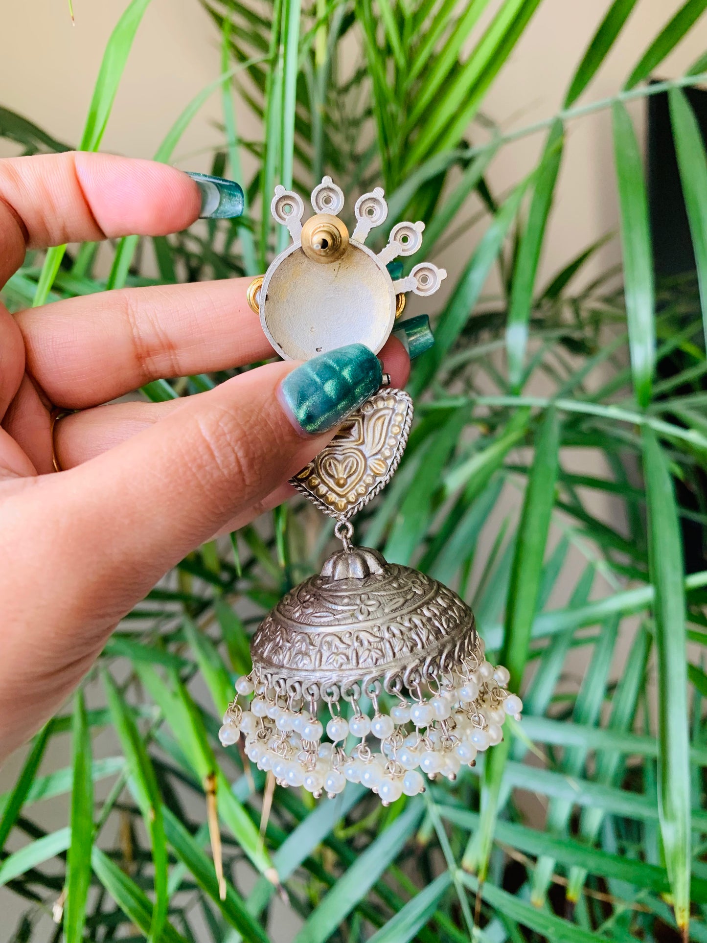 Jumbo Peacock Jaipuri Jhumka Earrings