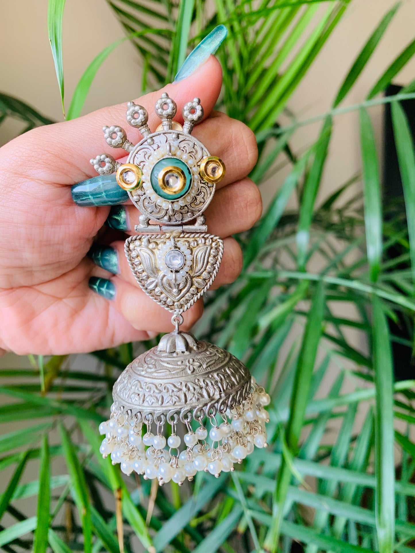 Jumbo Peacock Jaipuri Jhumka Earrings
