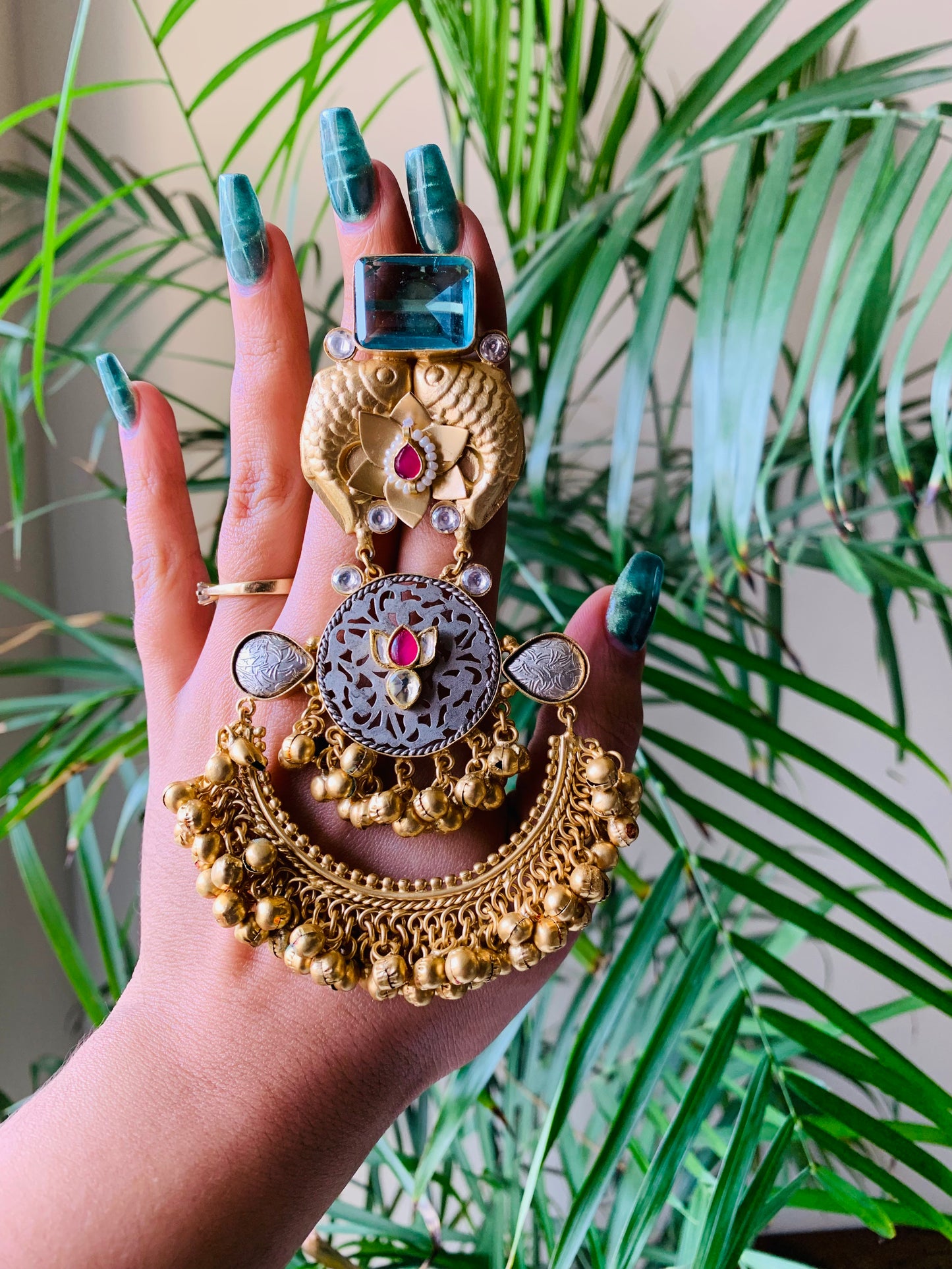 Jumbo Jaipuri Chandbali Earrings